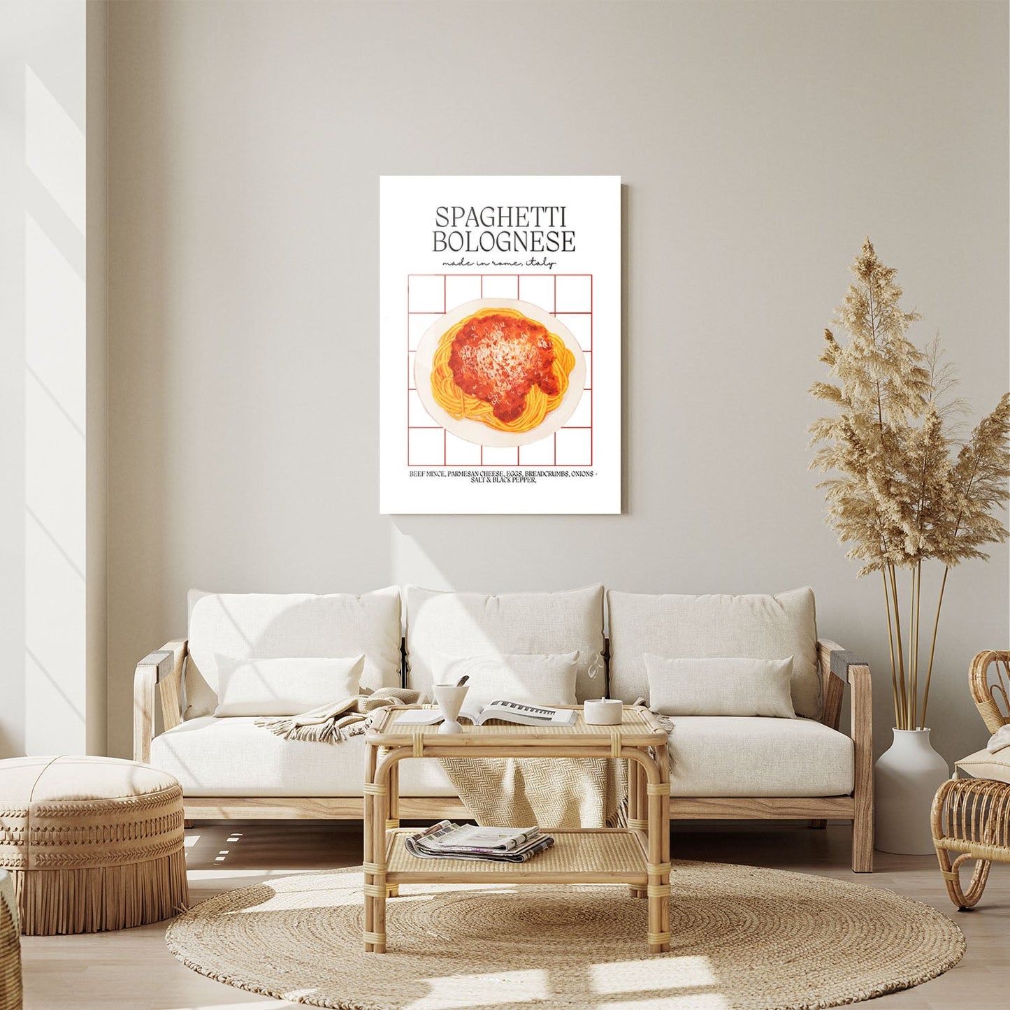Wes Co Gallery Metal Poster Homemade Spaghetti Bolognese 11" x 14" Home Goods - Coffee White border only Metal Art Print