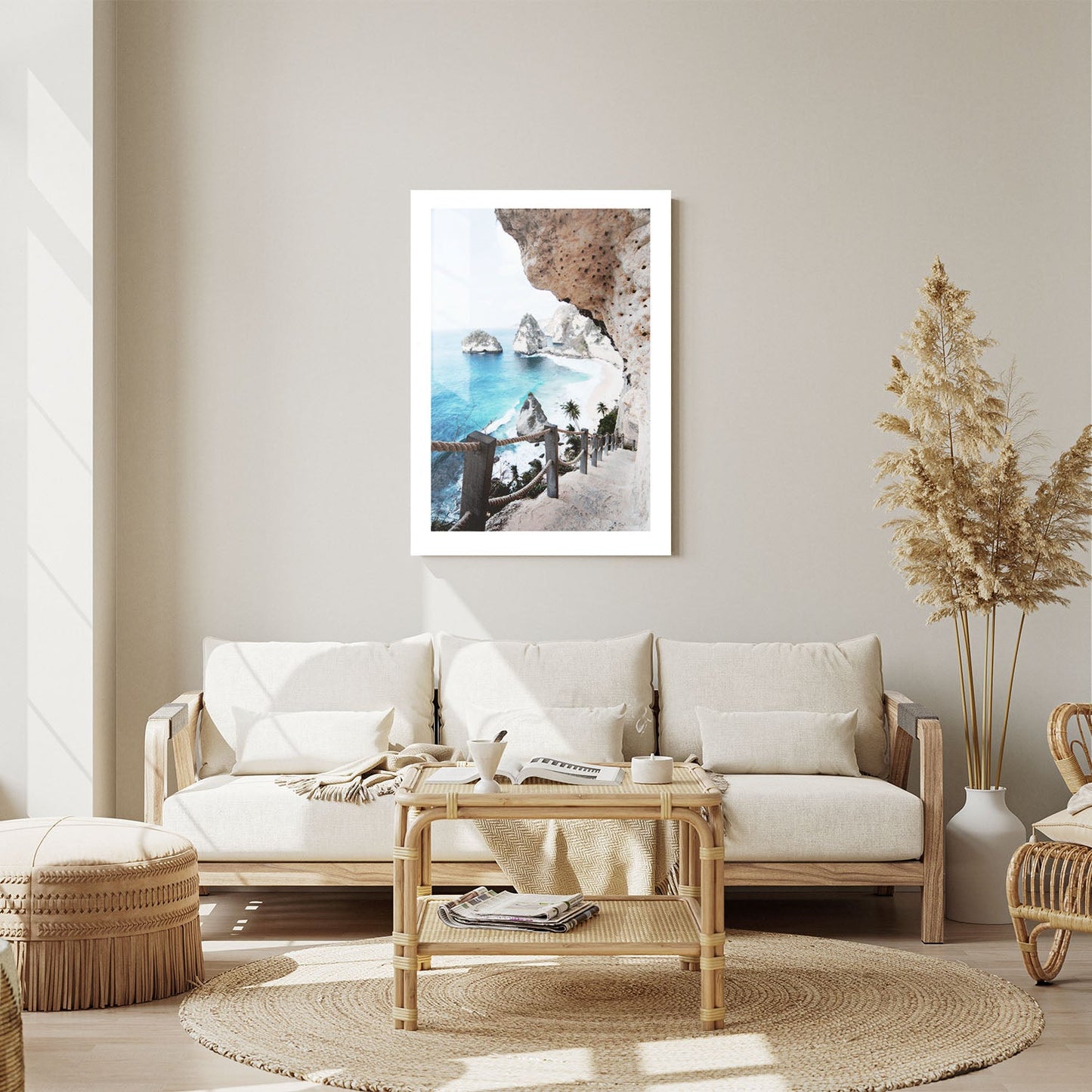 Wes Co Gallery Metal Poster Hidden Beach Steps 24" x 36" Home Goods - Coastal Border or edge to edge Metal Art Print