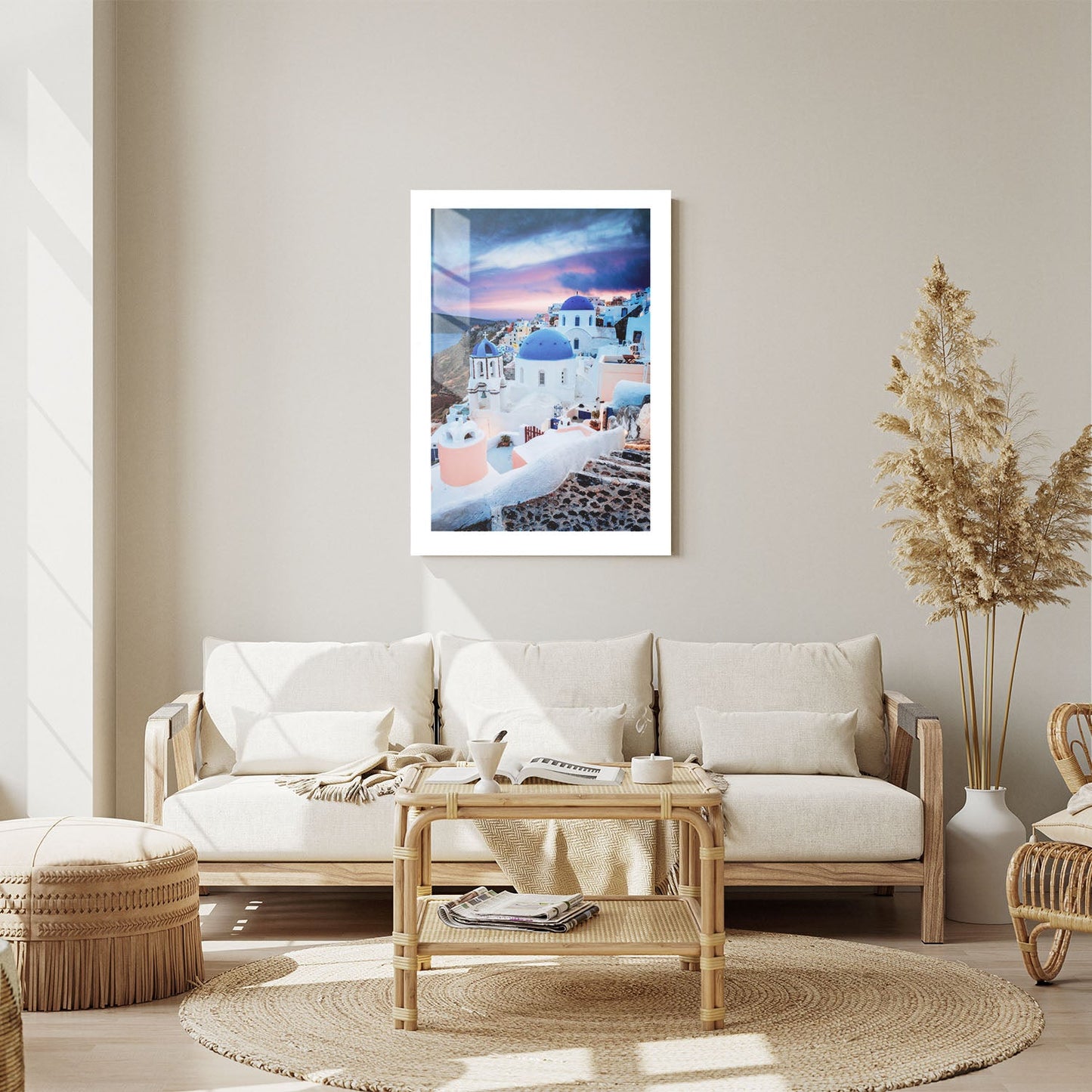 Wes Co Gallery Metal Poster Twilight Over Santorini 24" x 36" Home Goods - Travels Border or edge to edge Metal Art Print
