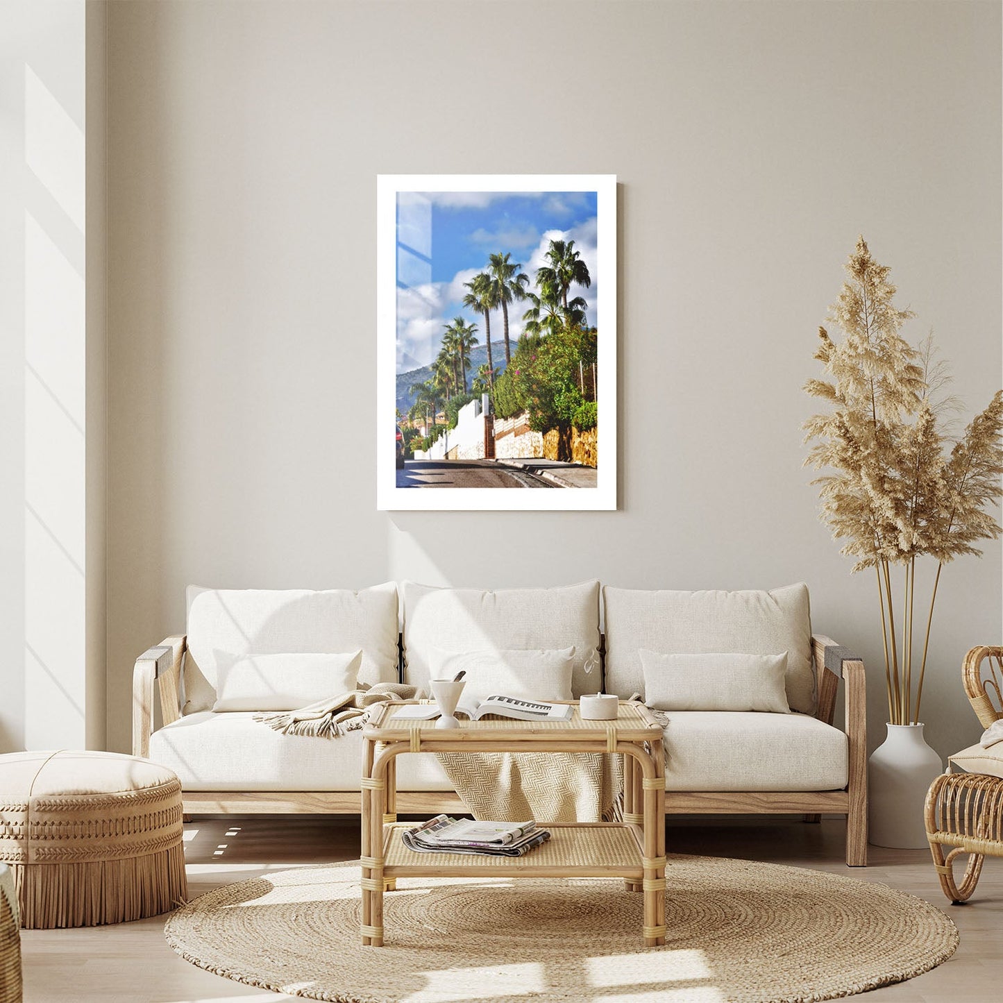 Wes Co Gallery Metal Poster Sunny Palm Avenue 24" x 36" Home Goods - Photography Border or edge to edge Metal Art Print