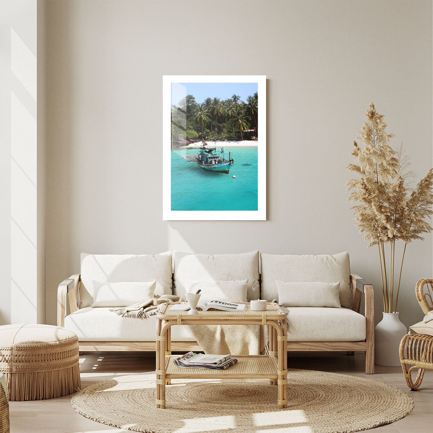 Wes Co Gallery Metal Poster Rustic Fishing Boat Tranquility 24" x 36" Home Goods - Coastal Border or edge to edge Metal Art Print