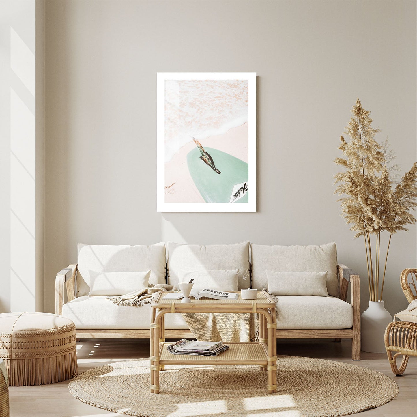 Wes Co Gallery Metal Poster Surfboard Serenity 24" x 36" Home Goods - Coastal Border or edge to edge Metal Art Print