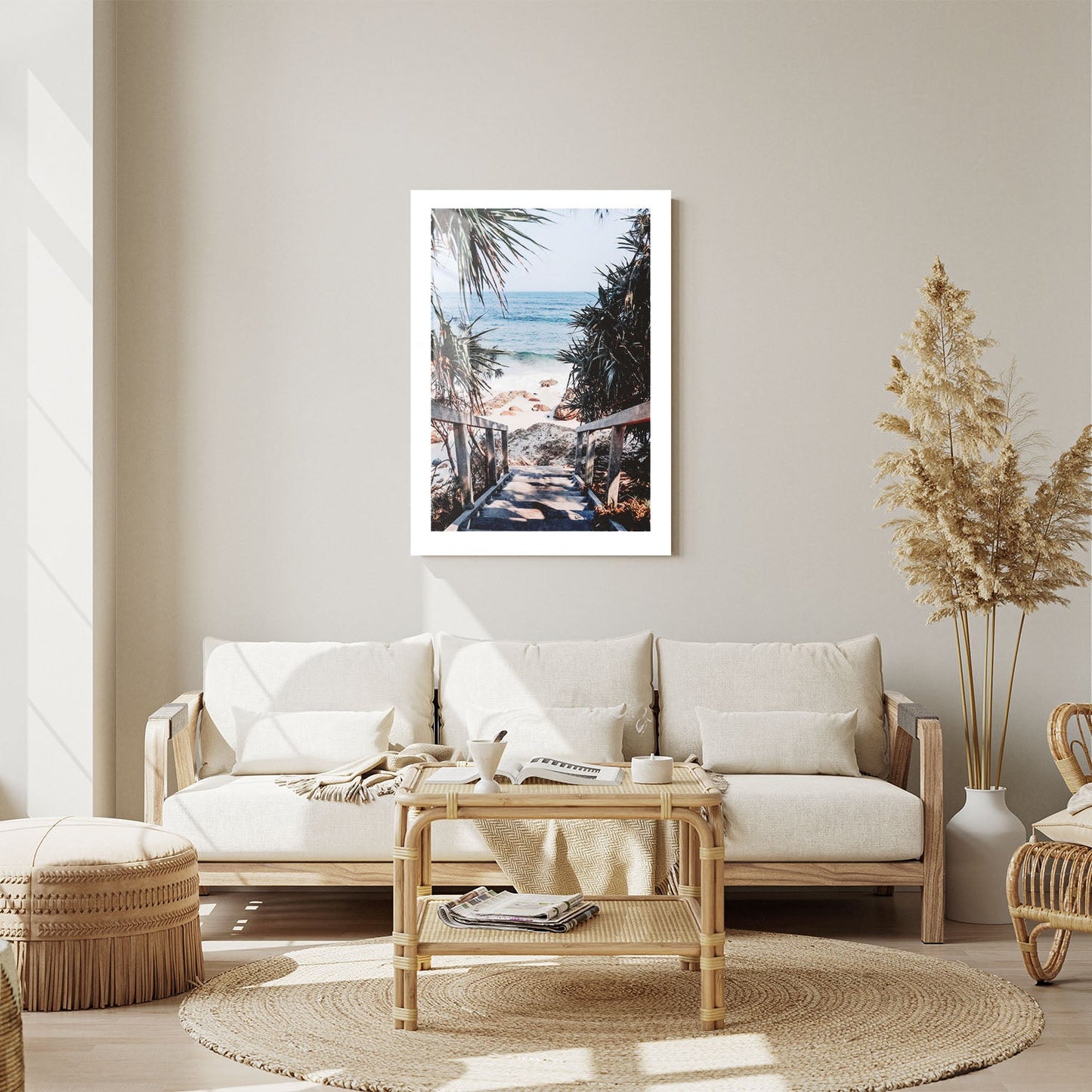 Wes Co Gallery Metal Poster Wategos Beach Pathway 24" x 36" Home Goods - Coastal Border or edge to edge Metal Art Print