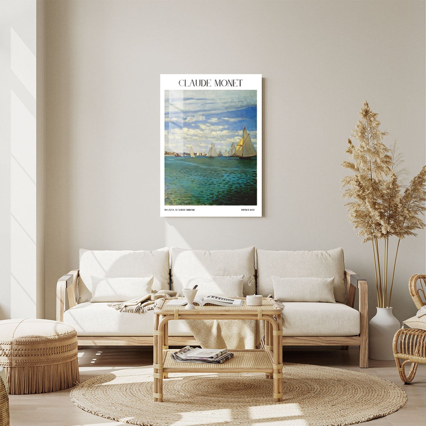 Wes Co Gallery Metal Poster Regatta At Sainte-Adresse by Claude Monet 11" x 14" Home Goods - Artist Edge to edge Metal Art Print