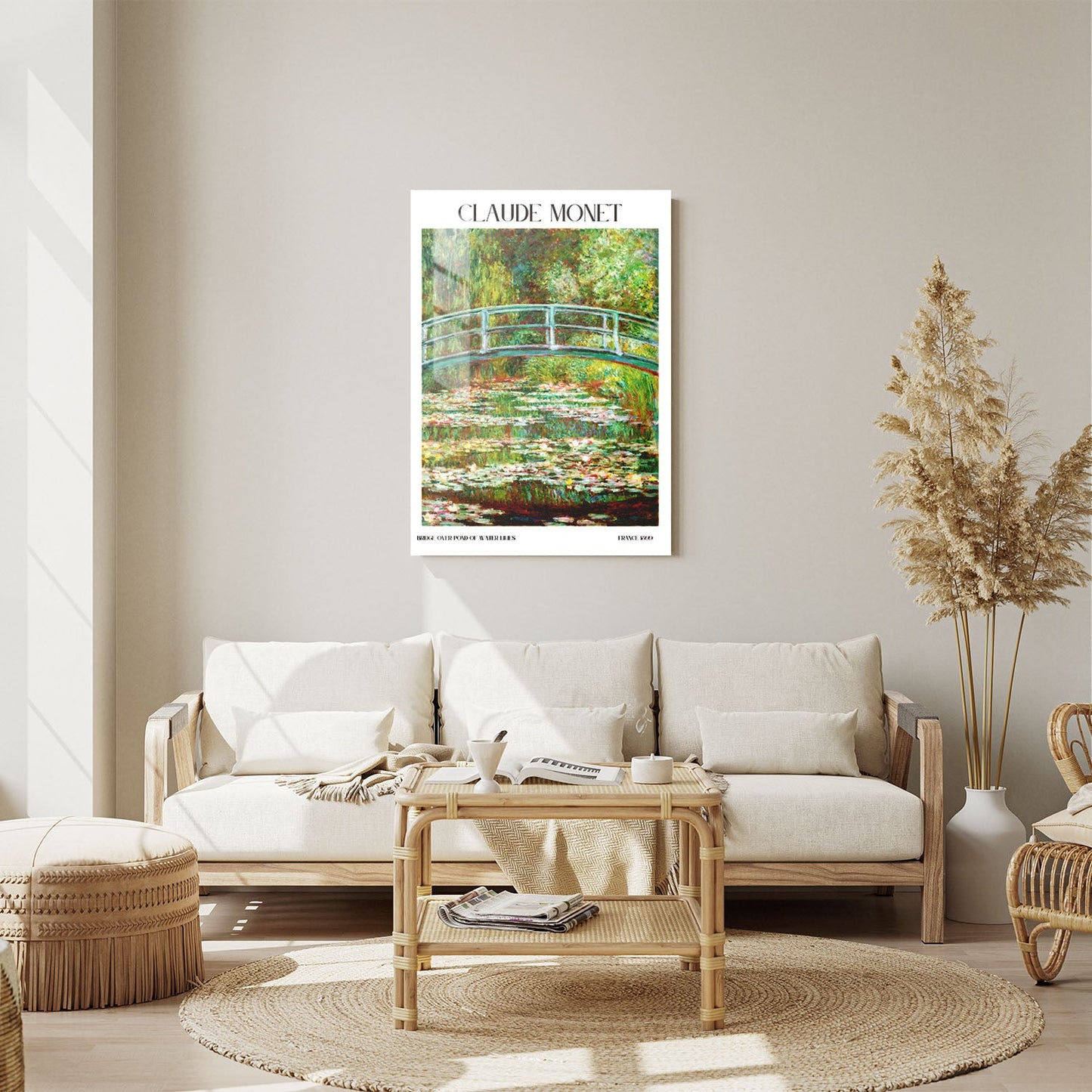 Wes Co Gallery Metal Poster Bridge Over A Pond Of Water Lilies by Claude Monet 11" x 14" Home Goods - Artist Edge to edge Metal Art Print