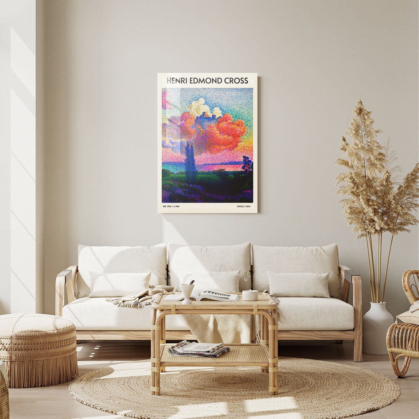 Wes Co Gallery Metal Poster The Pink Cloud by Henri-Edmond Cross 11" x 14" Home Goods - Artist Edge to edge Metal Art Print