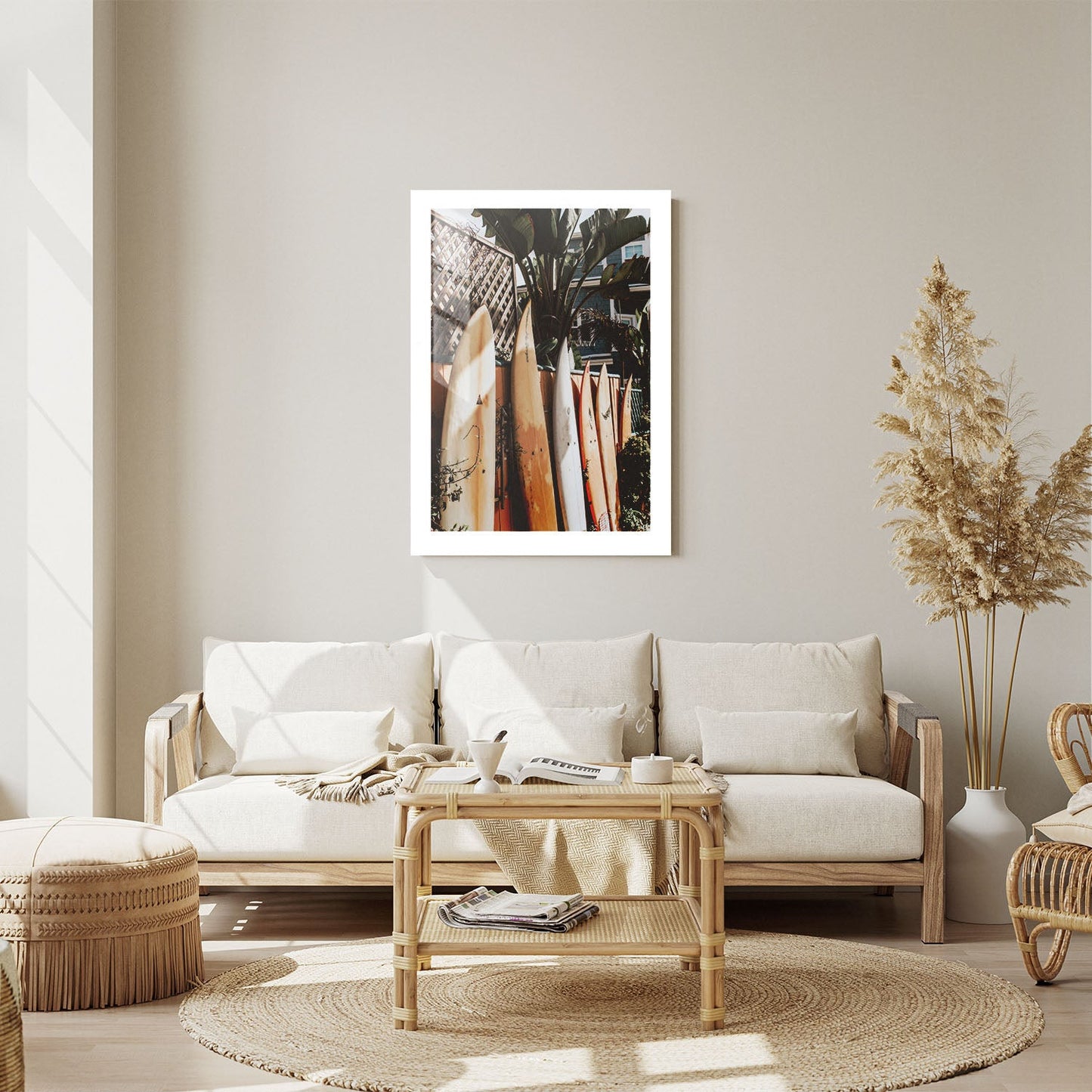 Wes Co Gallery Metal Poster Surfboard Sanctuary 24" x 36" Home Goods - Coastal Border or edge to edge Metal Art Print