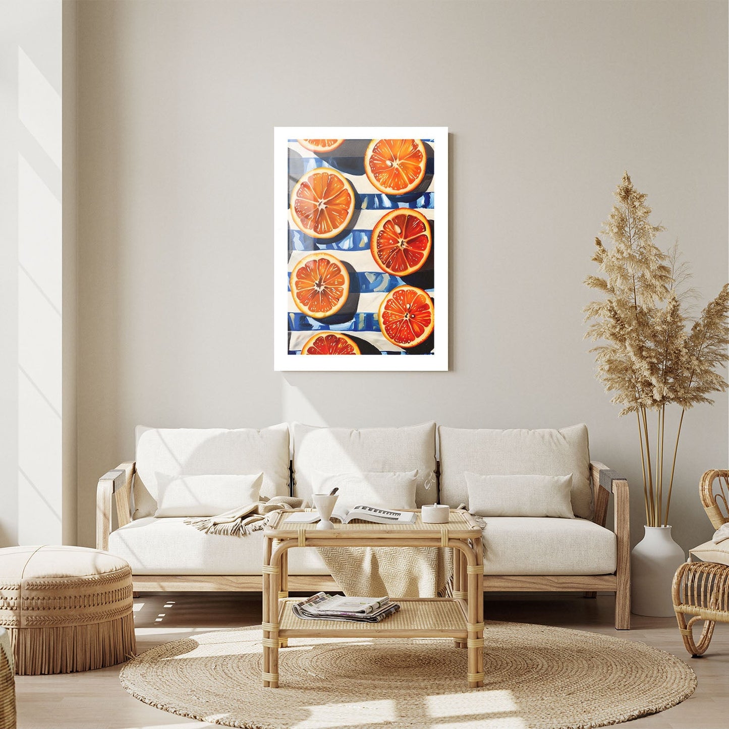 Wes Co Gallery Metal Poster Orange Slice Delight 24" x 36" Home Goods - Summer Border or edge to edge Metal Art Print