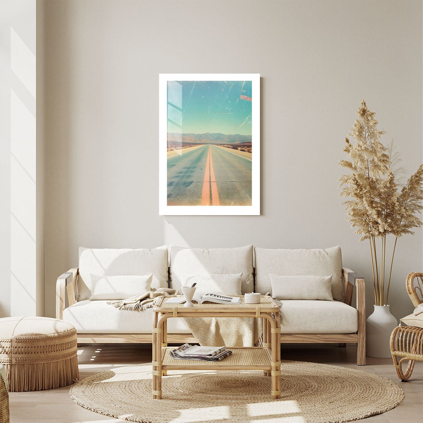 Wes Co Gallery Metal Poster Endless Desert Highway 24" x 36" Home Goods - Summer Border or edge to edge Metal Art Print