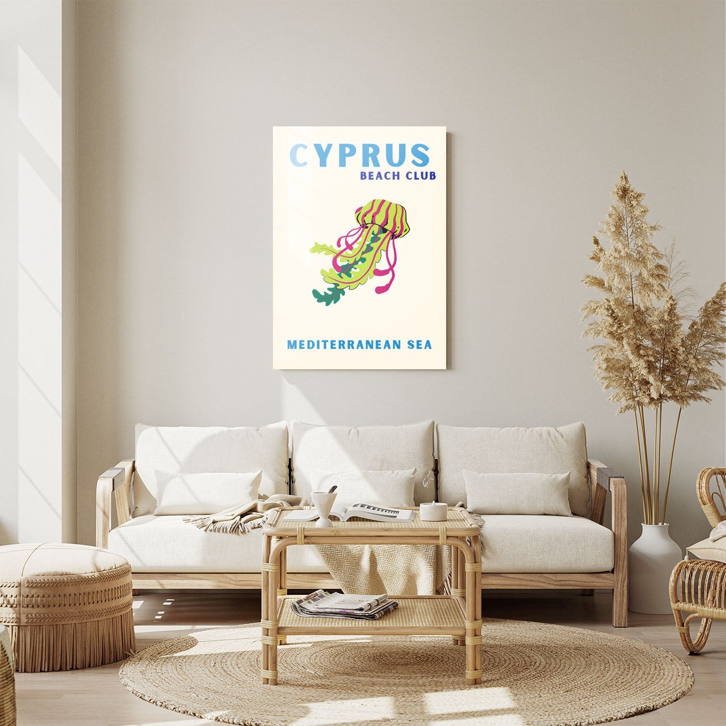 Wes Co Gallery Metal Poster Cyprus Beach Club Colorful Travel 11" x 14" Home Goods - Travel Illustrations Edge to edge Metal Art Print