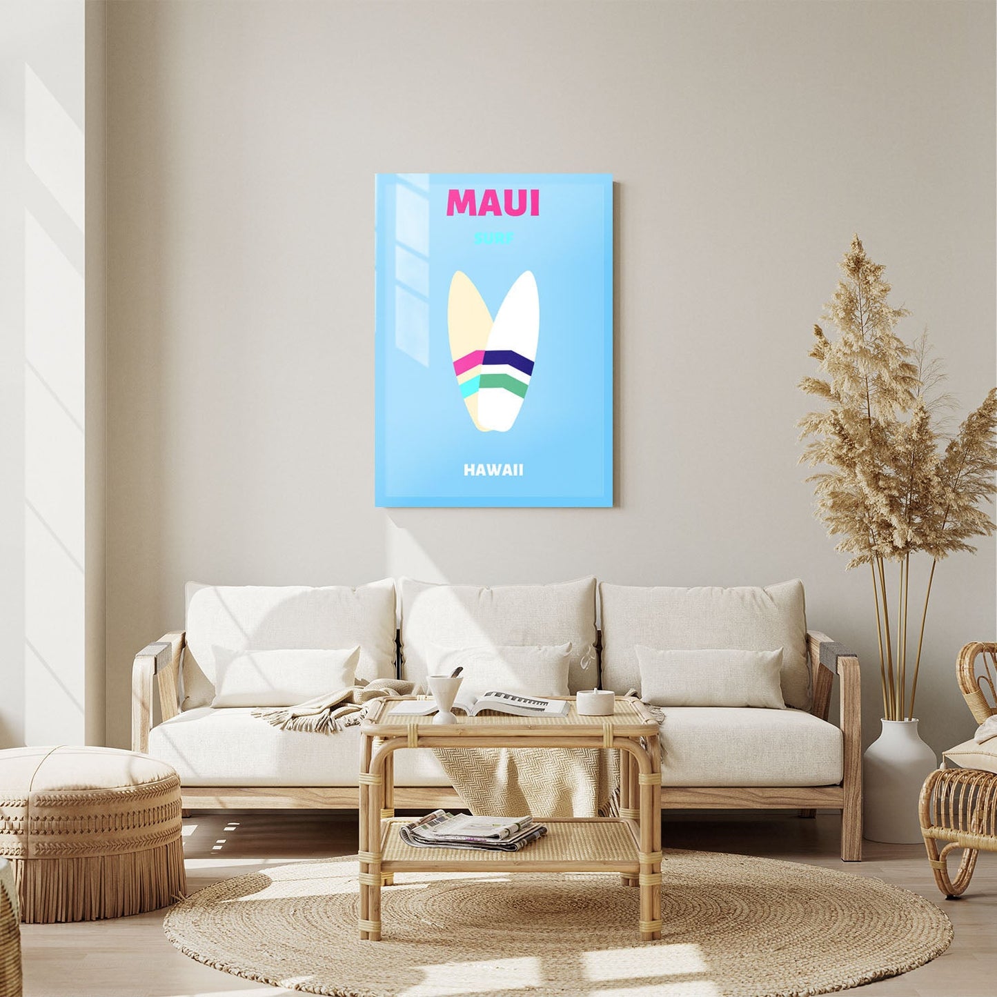 Wes Co Gallery Metal Poster Maui Surf Hawaii Colorful Travel 11" x 14" Home Goods - Travel Illustrations Edge to edge Metal Art Print