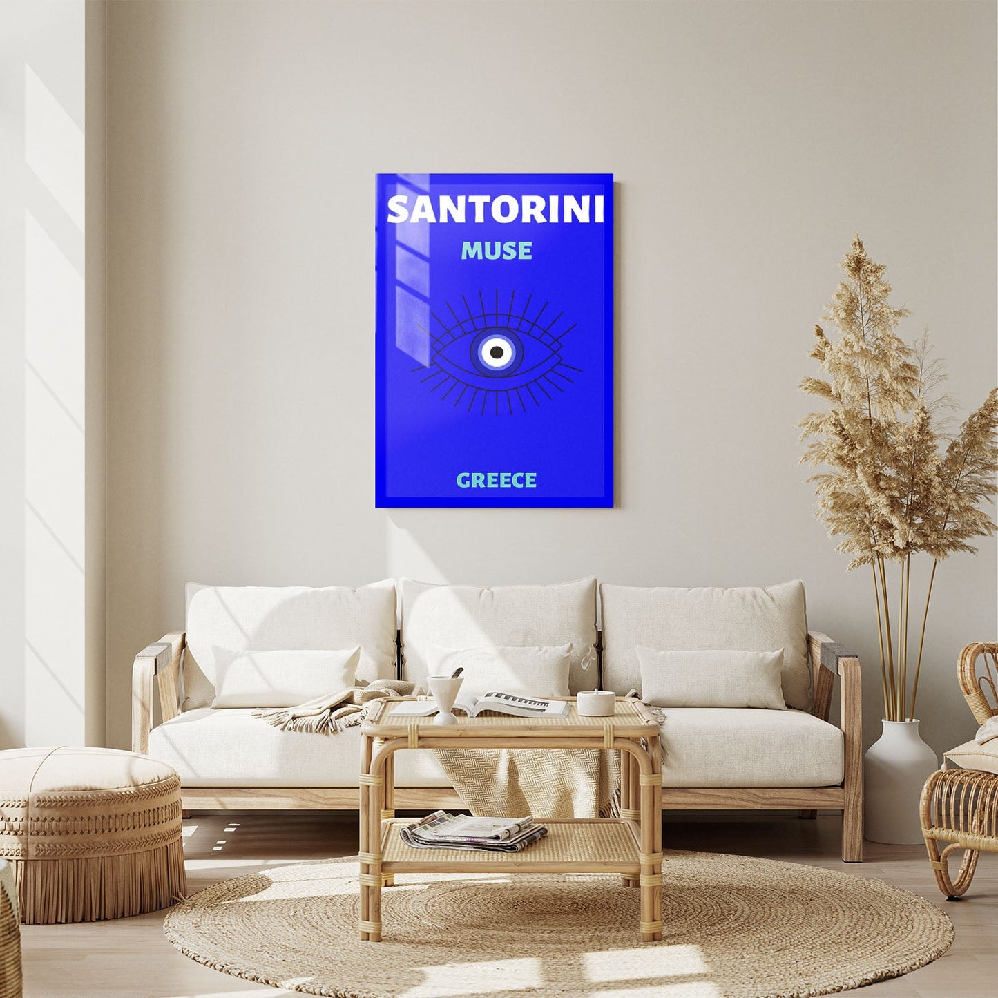 Wes Co Gallery Metal Poster Santorini Greece Colorful Travel 11" x 14" Home Goods - Travel Illustrations Edge to edge Metal Art Print