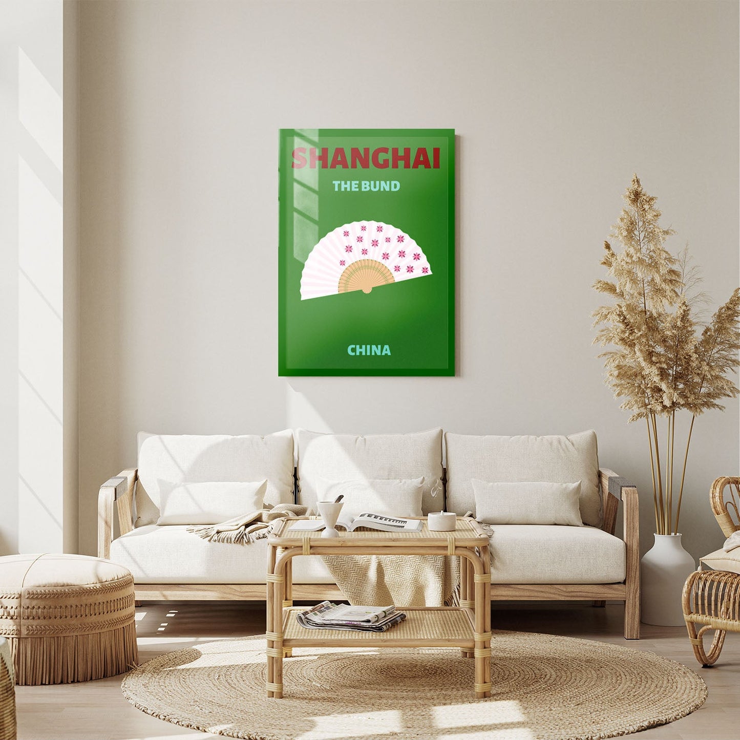 Wes Co Gallery Metal Poster Shanghai China Colorful Travel 11" x 14" Home Goods - Travel Illustrations Edge to edge Metal Art Print