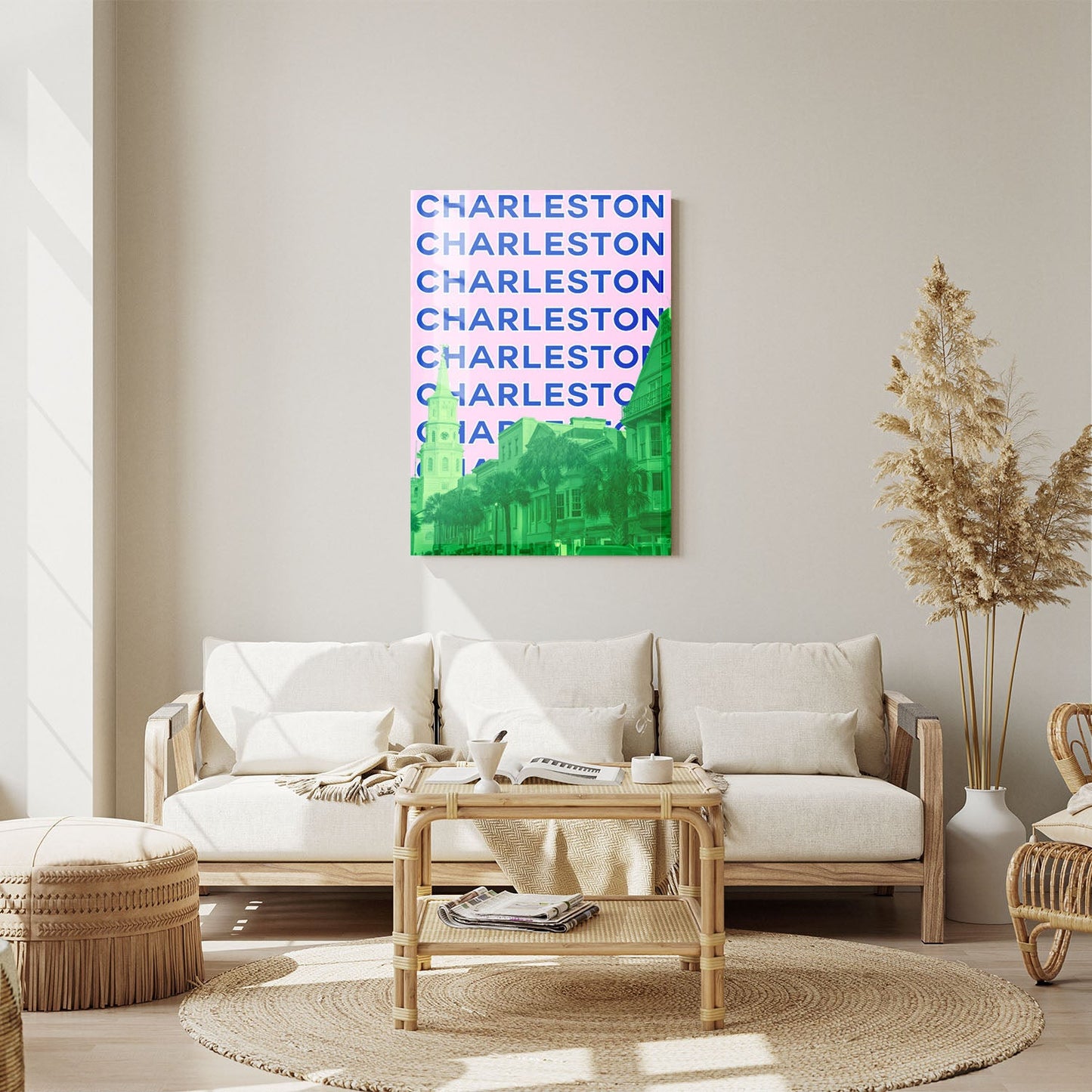 Wes Co Gallery Metal Poster Charleston City Colorful Travel 11" x 14" Home Goods - Travel Illustrations Edge to edge Metal Art Print