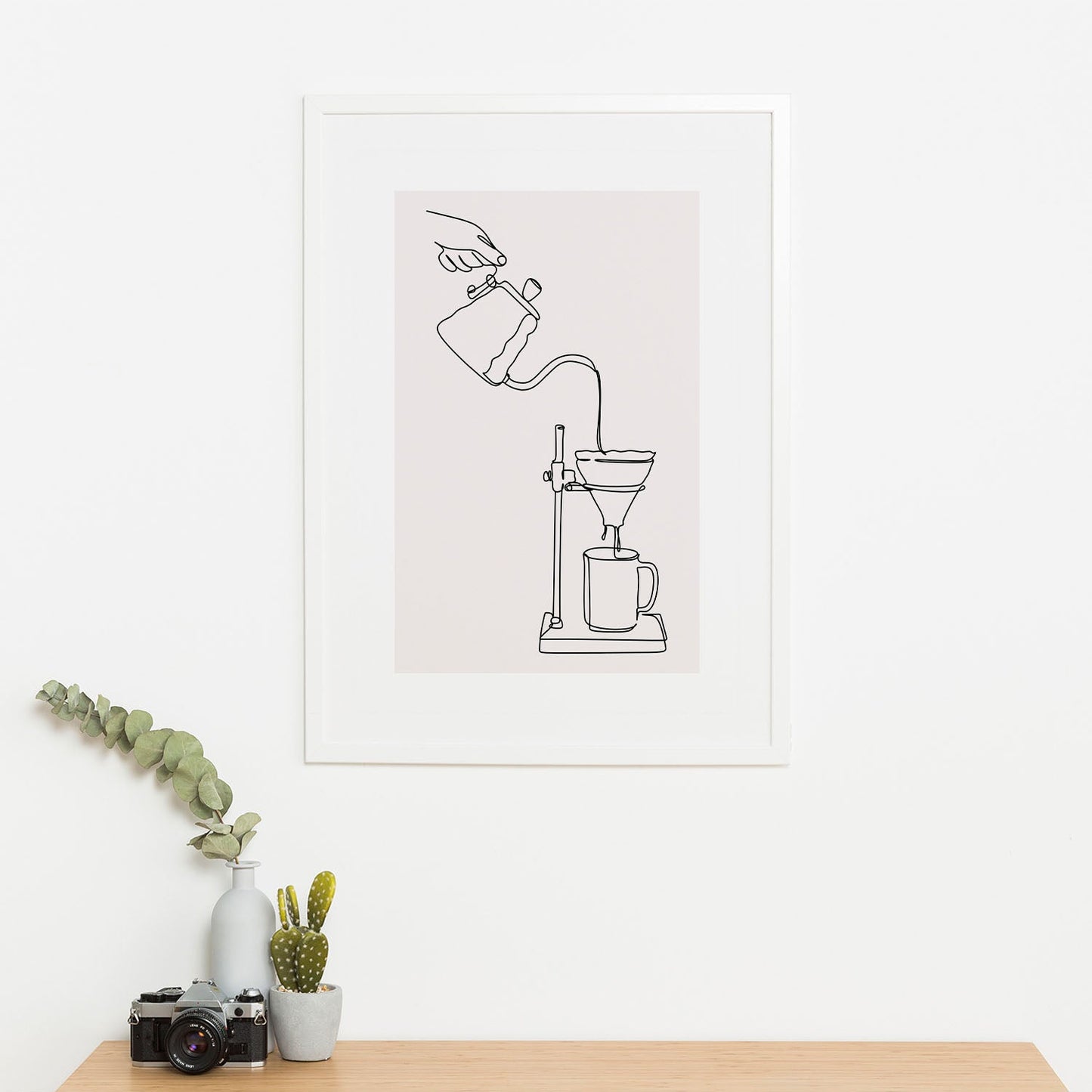 Wes Co Gallery Poster Pour Over Coffee Line Drawing 16 x 20" Home Goods - Coffee Art Print