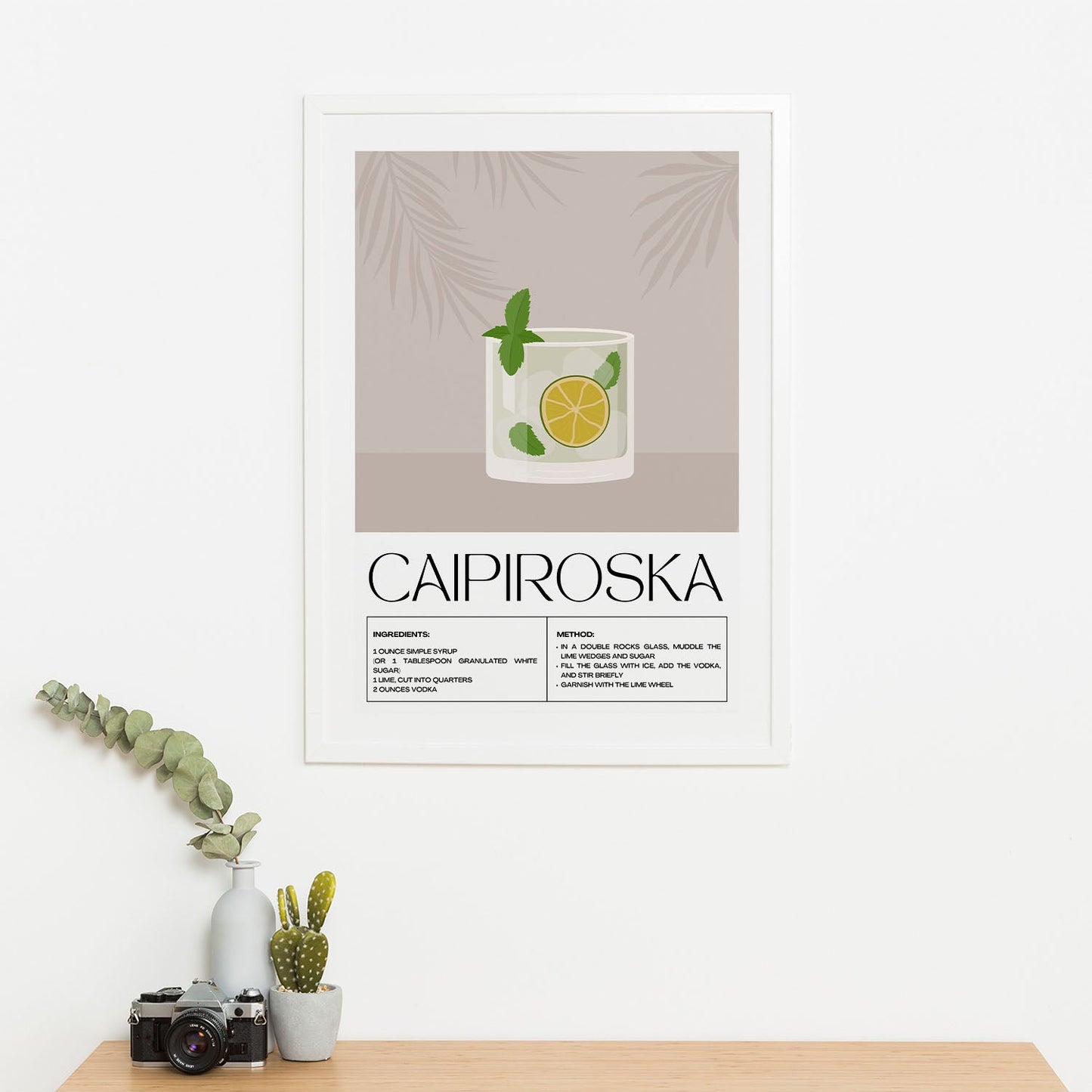 Wes Co Gallery Poster Classic Caipiroska Recipe 16 x 20" Home Goods - Coffee Art Print