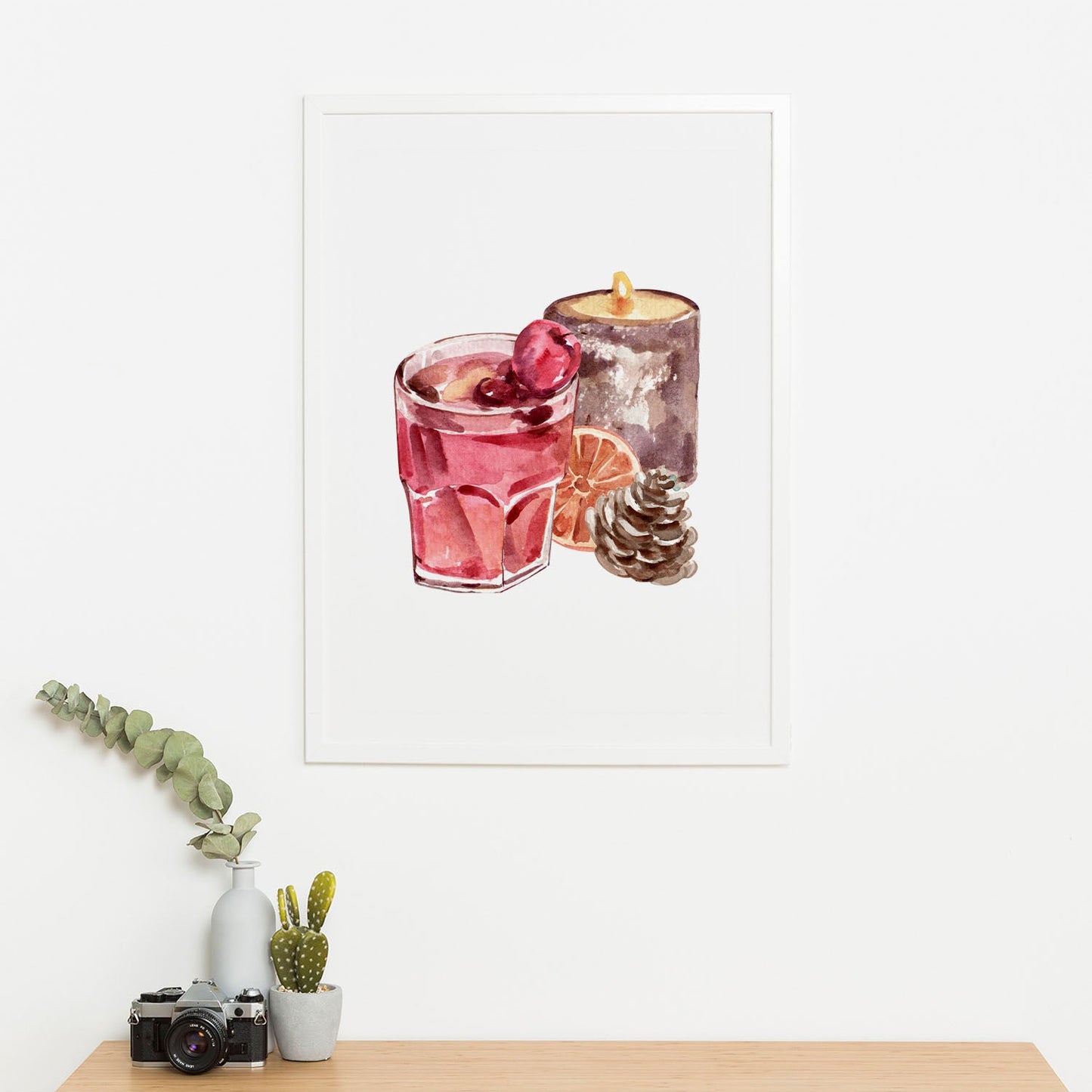 Wes Co Gallery Poster Cozy Candle and Cocktail 16 x 20" Home Goods - Coffee Art Print