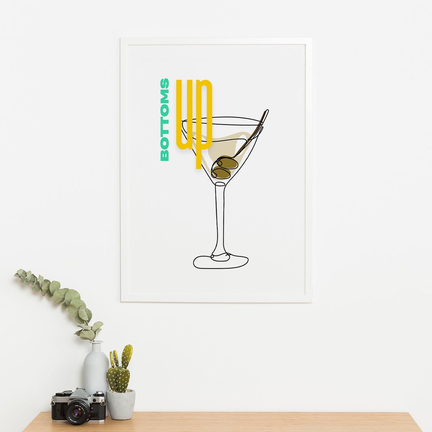 Wes Co Gallery Poster Bottoms Up Martini 16 x 20" Home Goods - Coffee Art Print