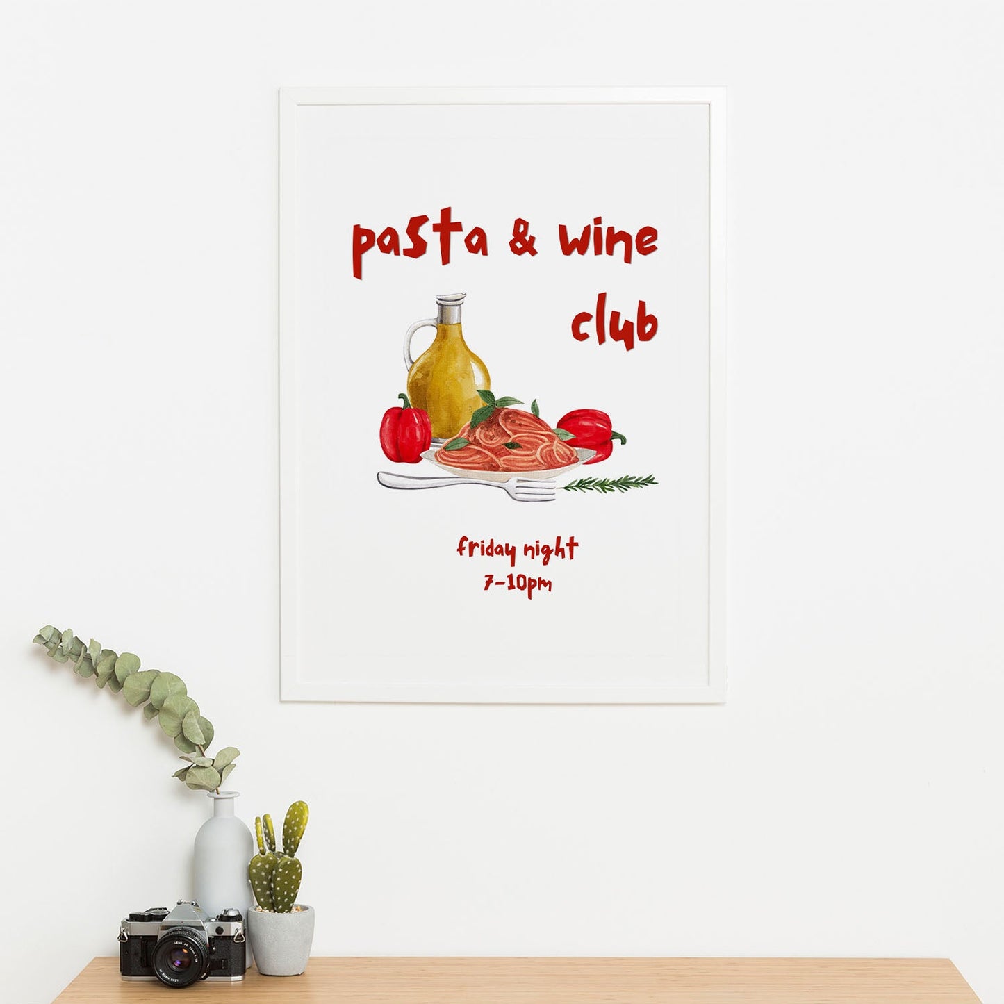 Wes Co Gallery Poster Pasta & Wine Club 16 x 20" Home Goods - Coffee Art Print
