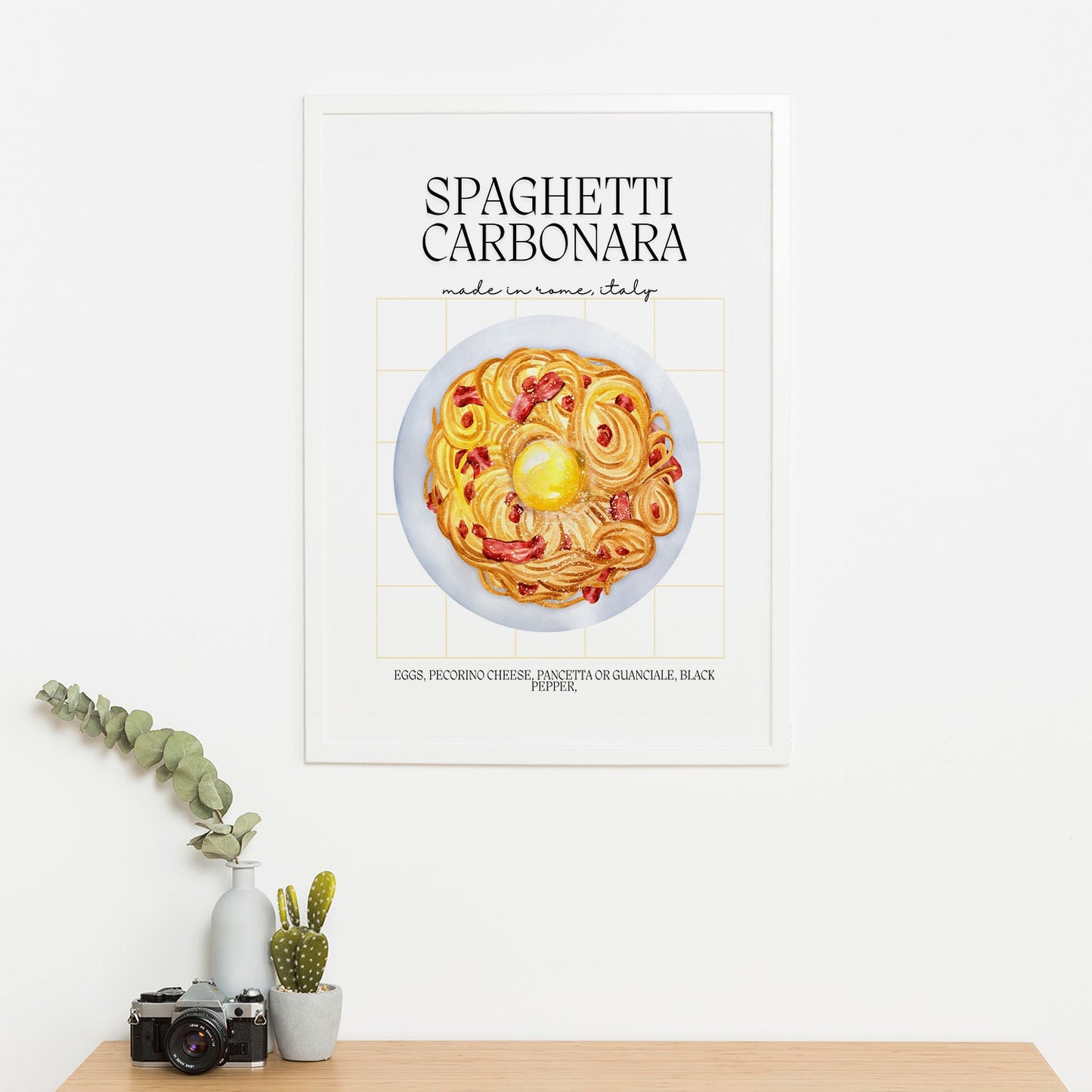 Wes Co Gallery Poster Spaghetti Carbonara Delight 16 x 20" Home Goods - Coffee Art Print