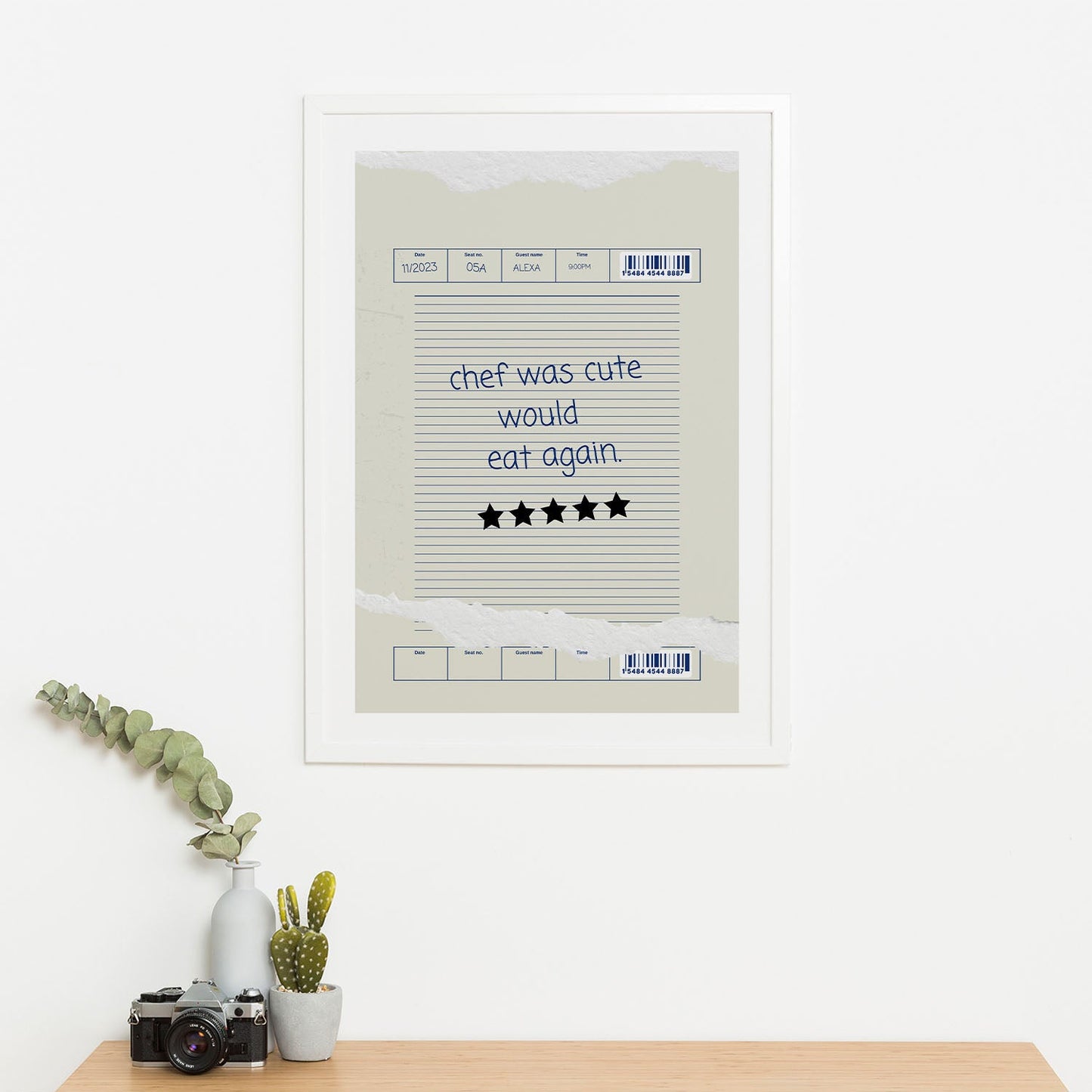 Wes Co Gallery Poster Attendance Check - Chef Was Cute 16 x 20" Home Goods - Coffee Art Print