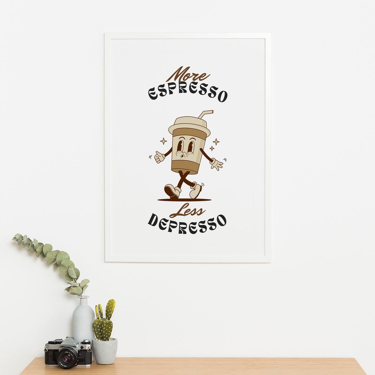 Wes Co Gallery Poster More Espresso Less Depresso 16 x 20" Home Goods - Coffee Art Print