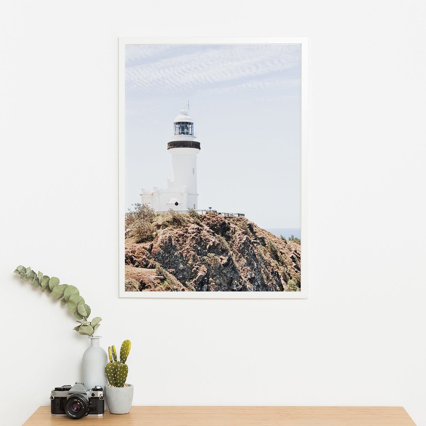 Wes Co Gallery Poster Byron Bay Cliffside Lighthouse 11 x 17" Home Goods - Nature Art Print