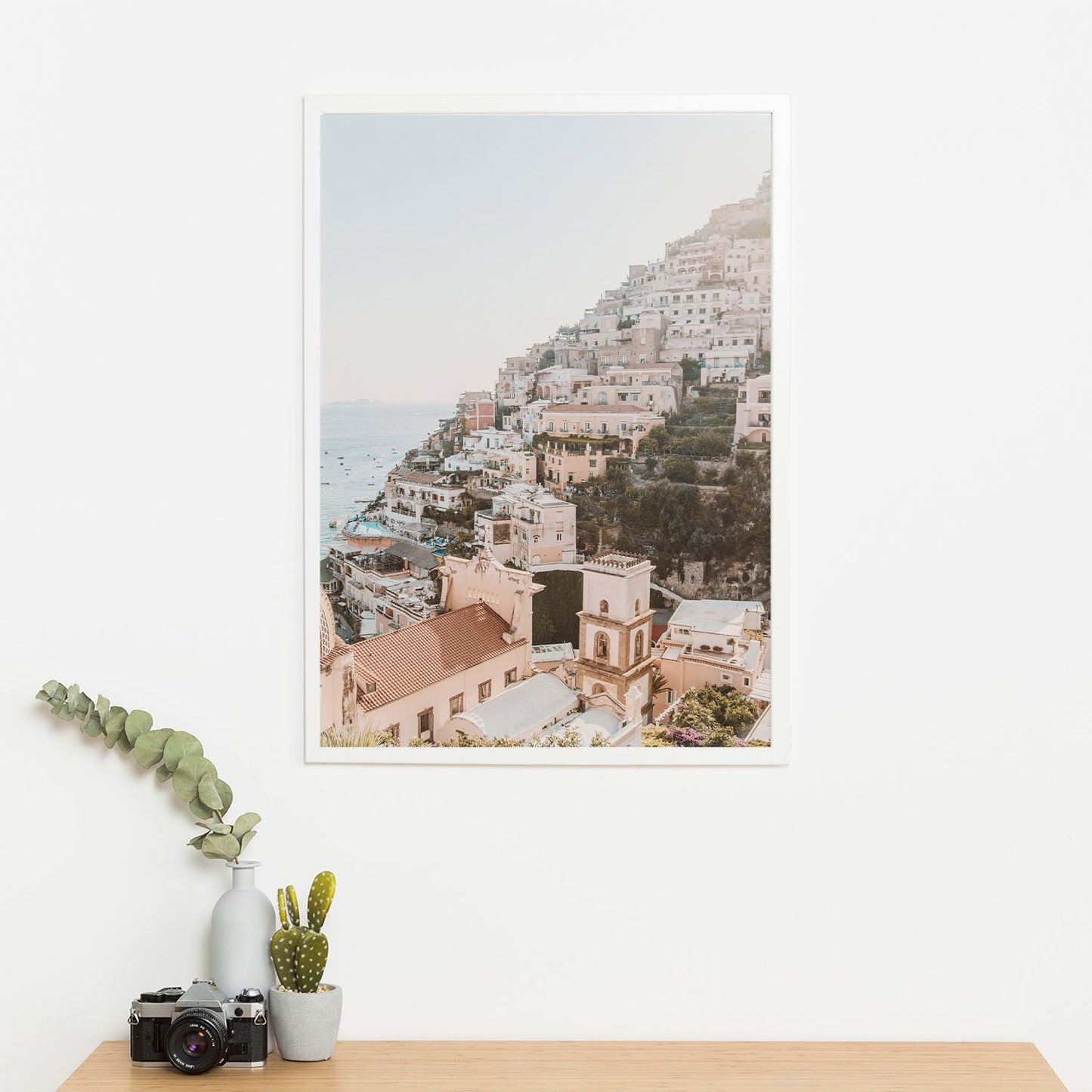 Wes Co Gallery Poster Sunlit Coastal Village A3 Home Goods - Nature Art Print