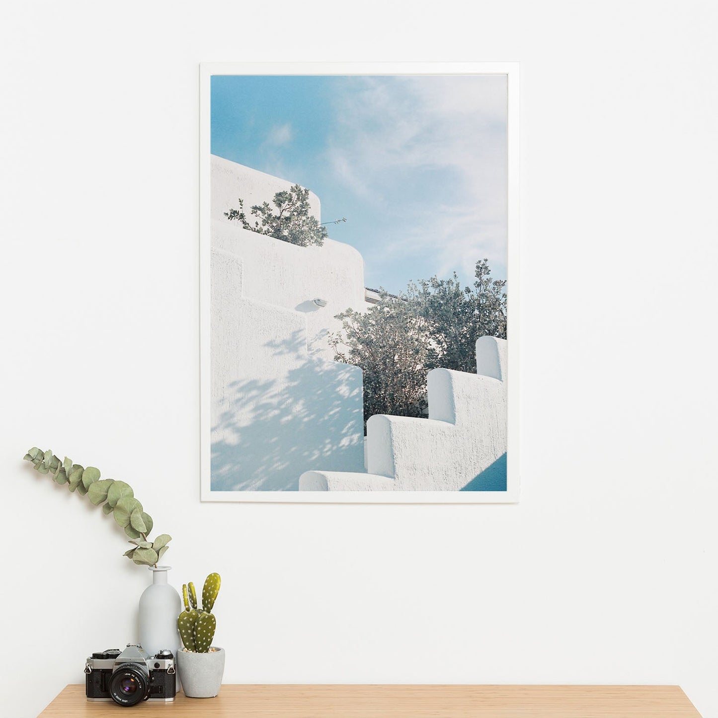 Wes Co Gallery Poster Minimalist Mediterranean Stairs 11 x 17" Home Goods - Nature Art Print