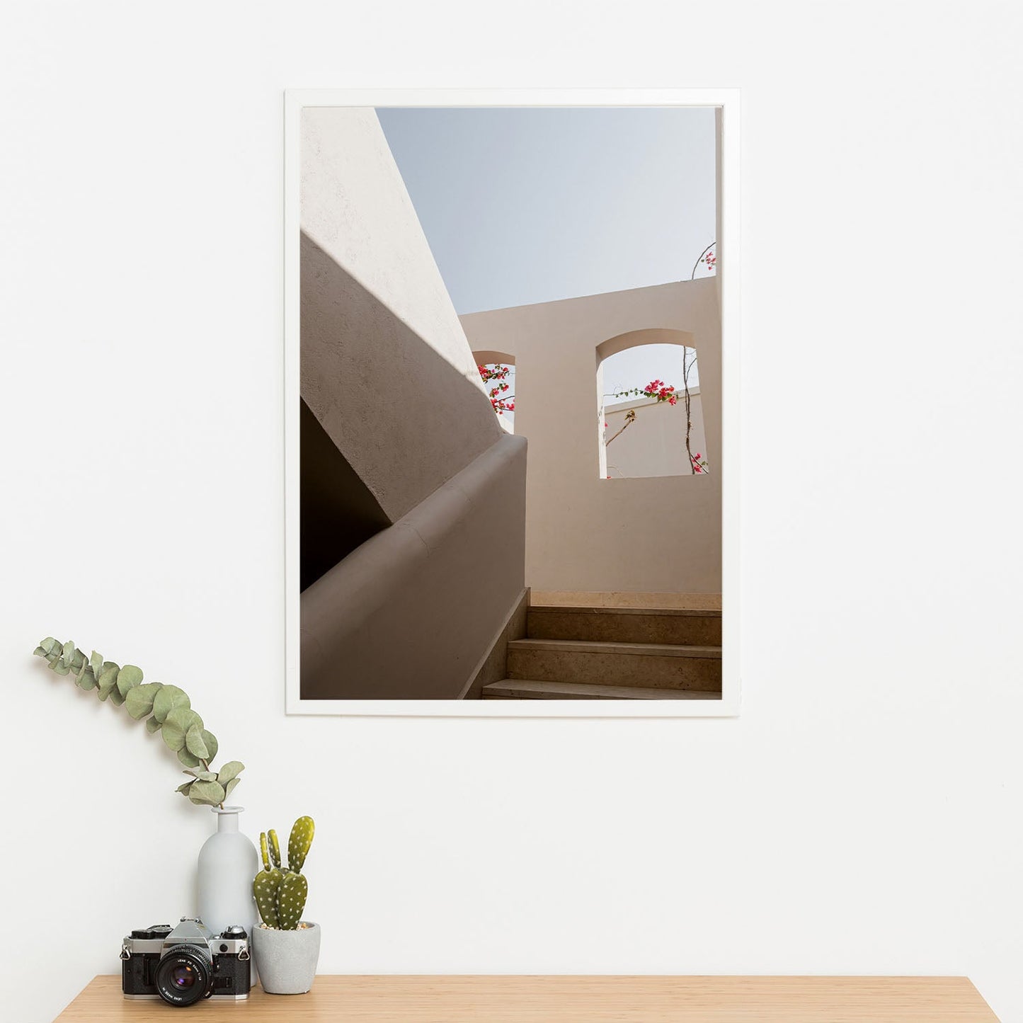 Wes Co Gallery Poster Bougainvillea and Arches 11 x 17" Home Goods - Nature Art Print