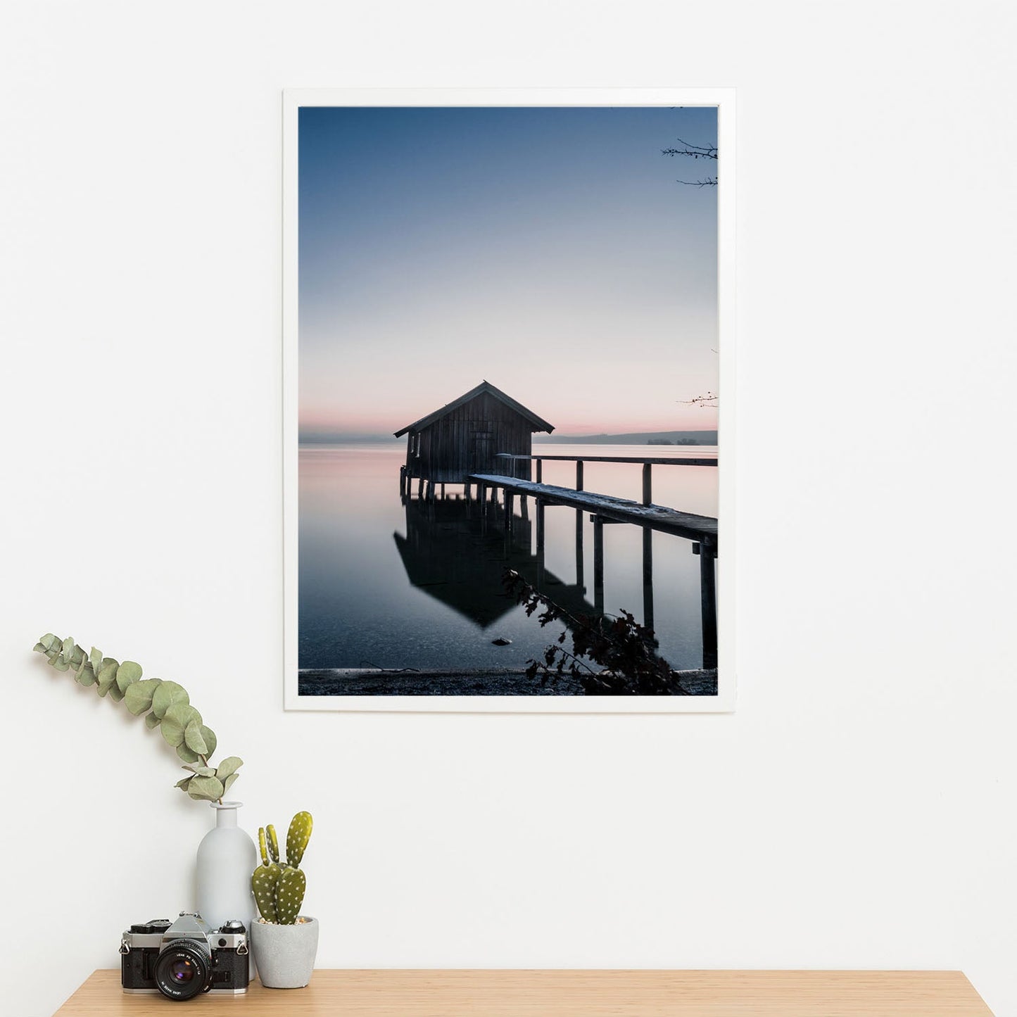 Wes Co Gallery Poster Lakeside Cabin at Dusk 11 x 17" Home Goods - Nature Art Print