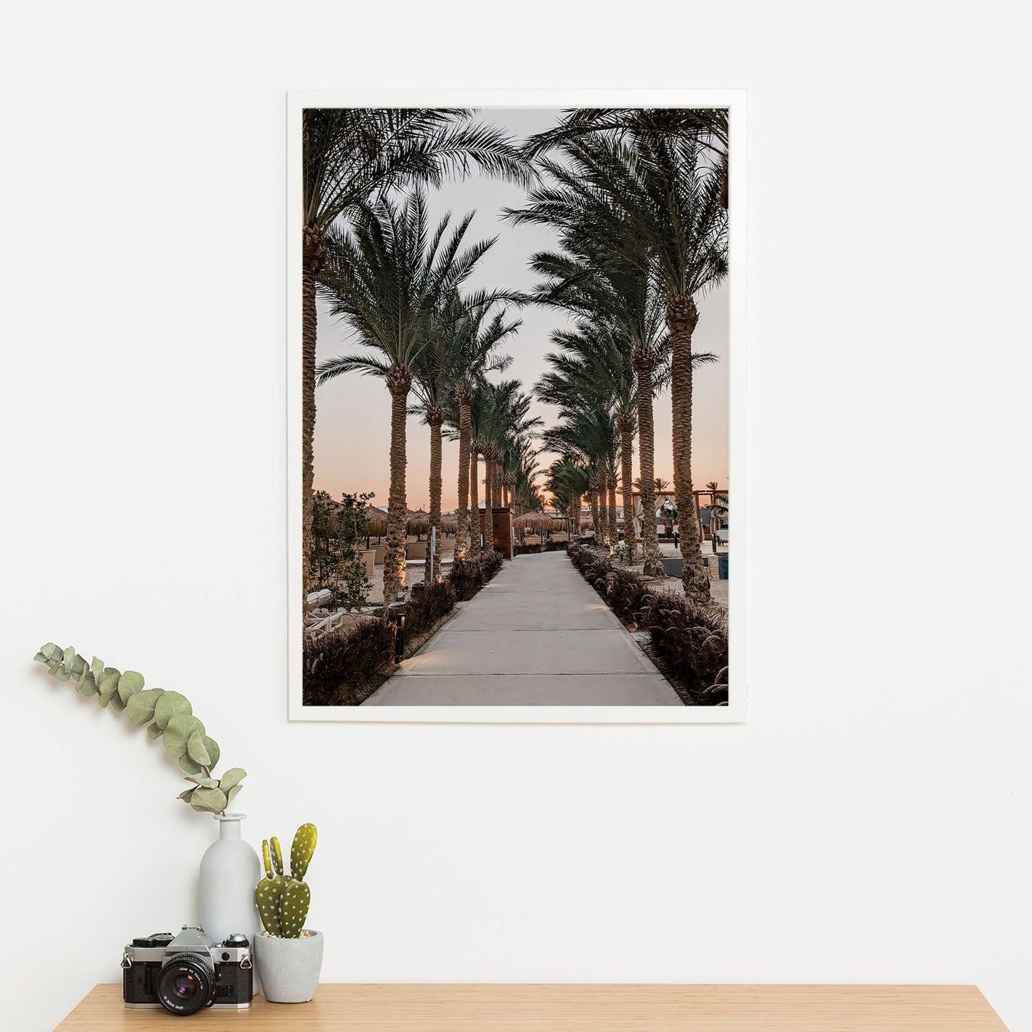 Wes Co Gallery Poster Sunset Palm Promenade 11 x 17" Home Goods - Nature Art Print