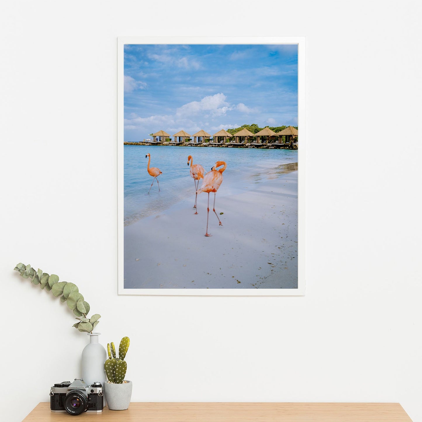 Wes Co Gallery Poster Flamingos by the Shore 11 x 17" Home Goods - Nature Art Print