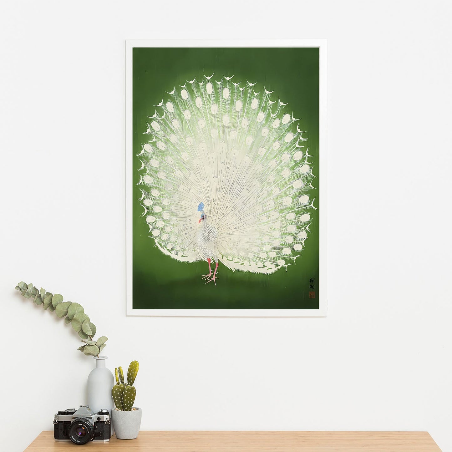 Wes Co Gallery Poster Green Peacock by Ohara Koson 16 x 20" Home Goods - Artist Edge to edge Art Print