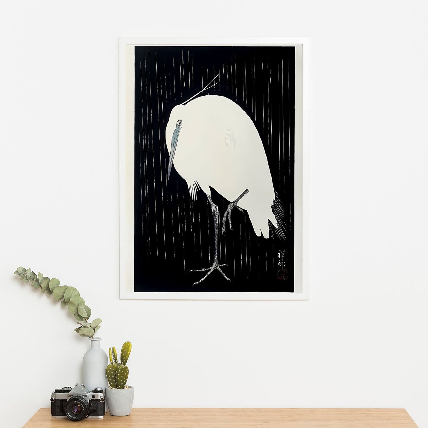 Wes Co Gallery Poster Egrets in Rain by Ohara Koson 16 x 20" Home Goods - Artist Edge to edge Art Print