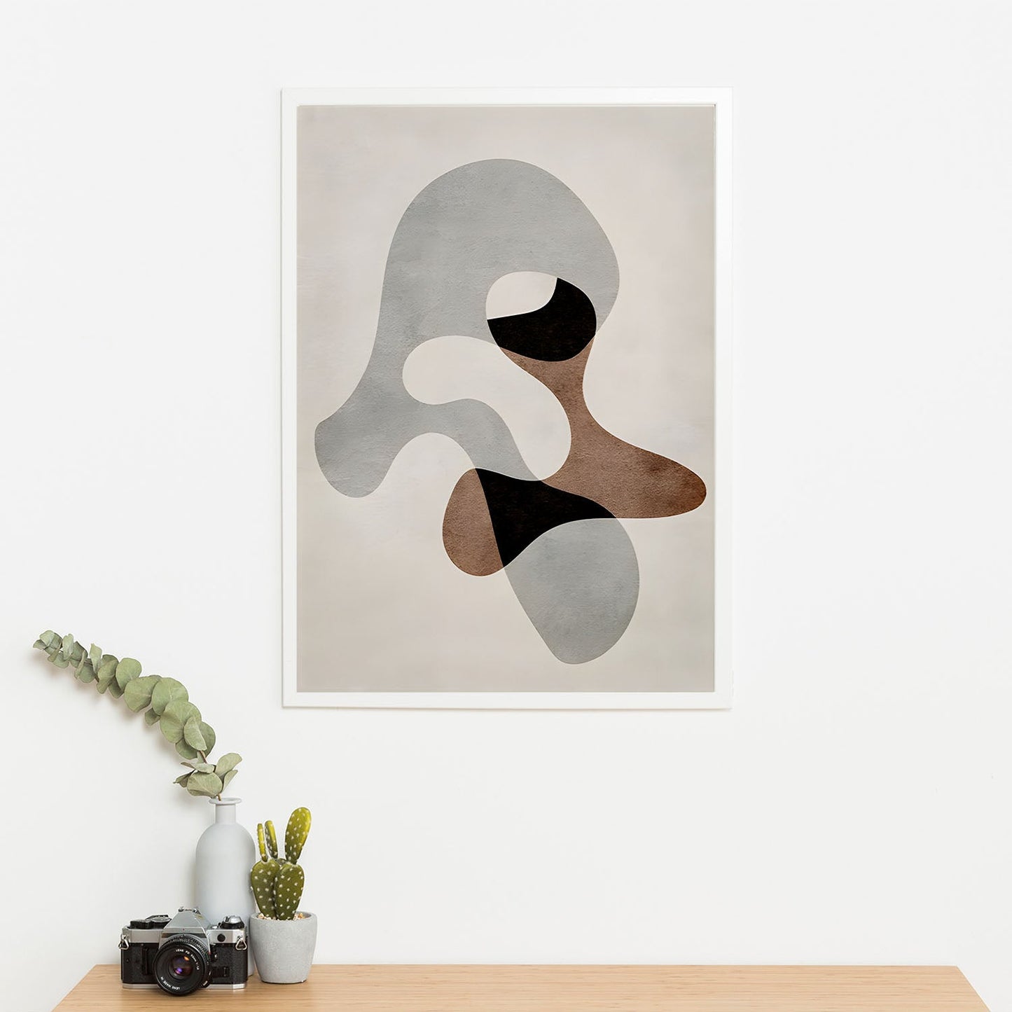 Wes Co Gallery Poster Neutral Tones Organic Shapes 11 x 17" Home Goods - Nordic Border or edge to edge Art Print