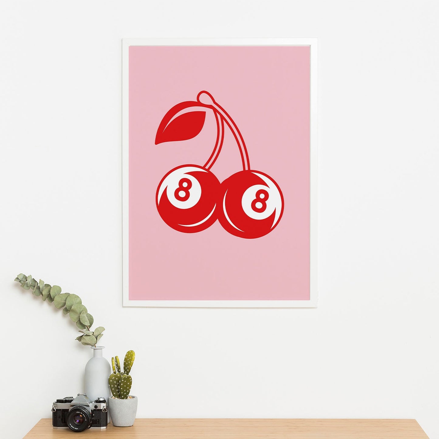Wes Co Gallery Poster Red Cherry Pool Balls 11 x 17" Home Goods - Preppy Border or edge to edge Art Print