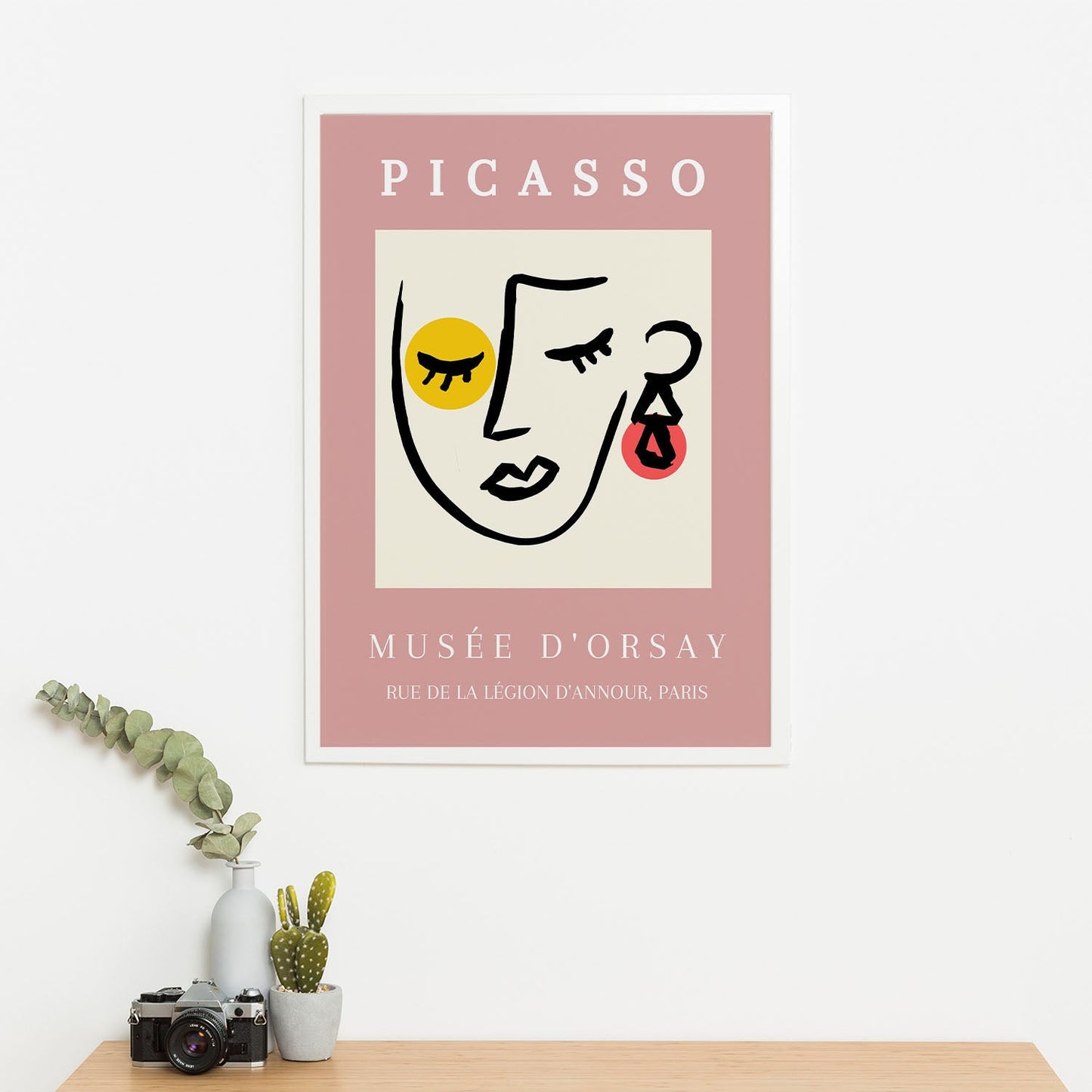Wes Co Gallery Poster Picasso Pink Line Face 11 x 17" Home Goods - Preppy Border or edge to edge Art Print