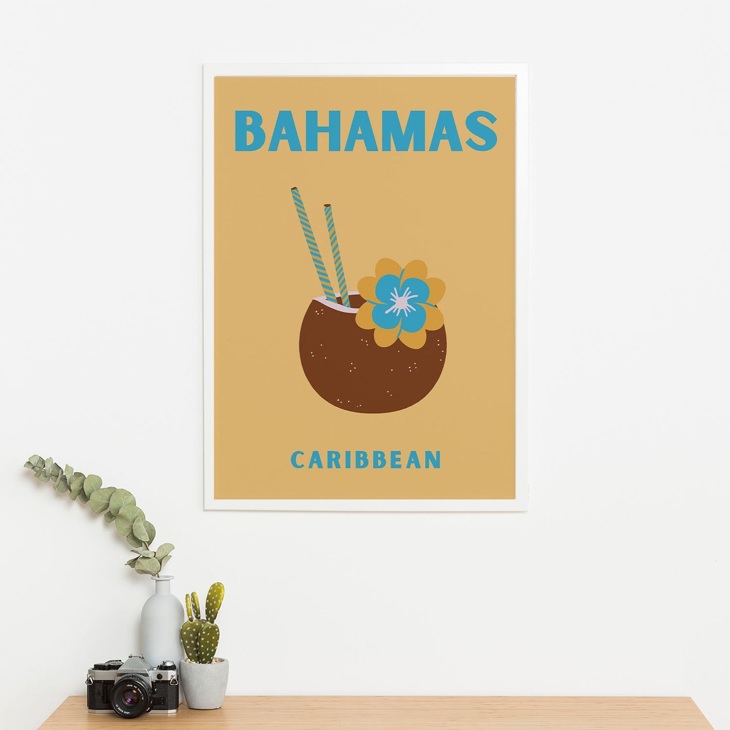 Wes Co Gallery Poster Bahamas Caribbean Colorful Travel 16 x 20" Home Goods - Travel Illustrations Edge to edge Art Print