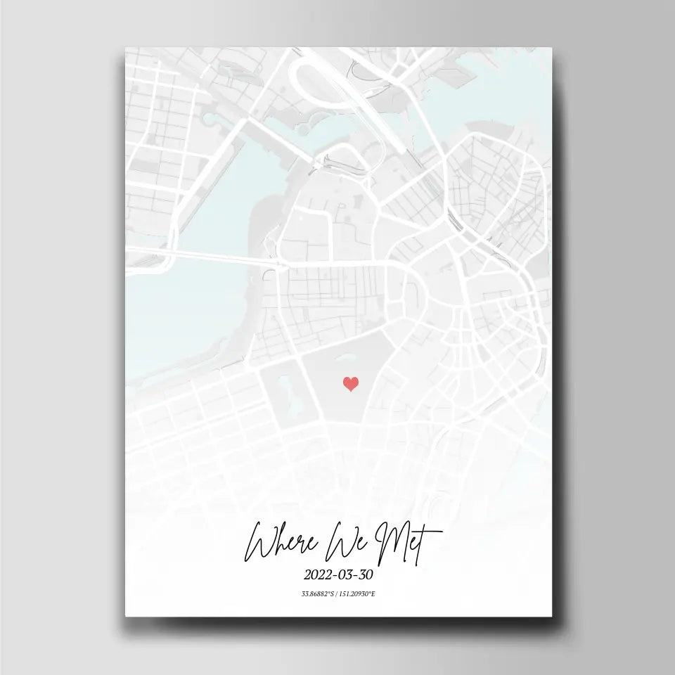 Custom - Create Your Own Where We Met Map Poster Print (Gradient)