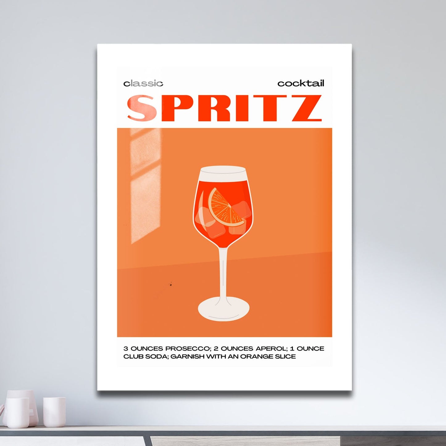 Wes Co Gallery Metal Poster Classic Aperol Spritz Cocktail Poster 11" x 17" Home Goods - Coffee White border only Metal Art Print