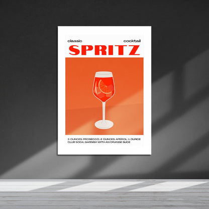 Wes Co Gallery Metal Poster Classic Aperol Spritz Cocktail Poster 16" x 24" Home Goods - Coffee White border only Metal Art Print