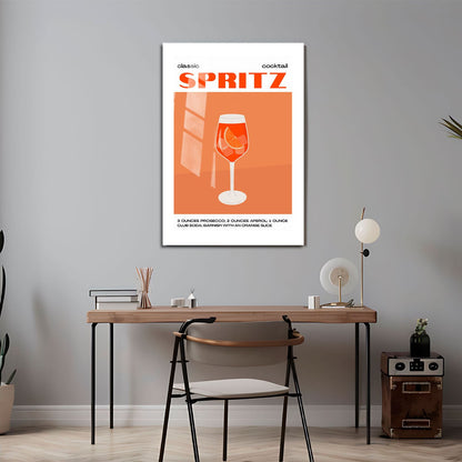 Wes Co Gallery Metal Poster Classic Aperol Spritz Cocktail Poster 24" x 36" Home Goods - Coffee White border only Metal Art Print