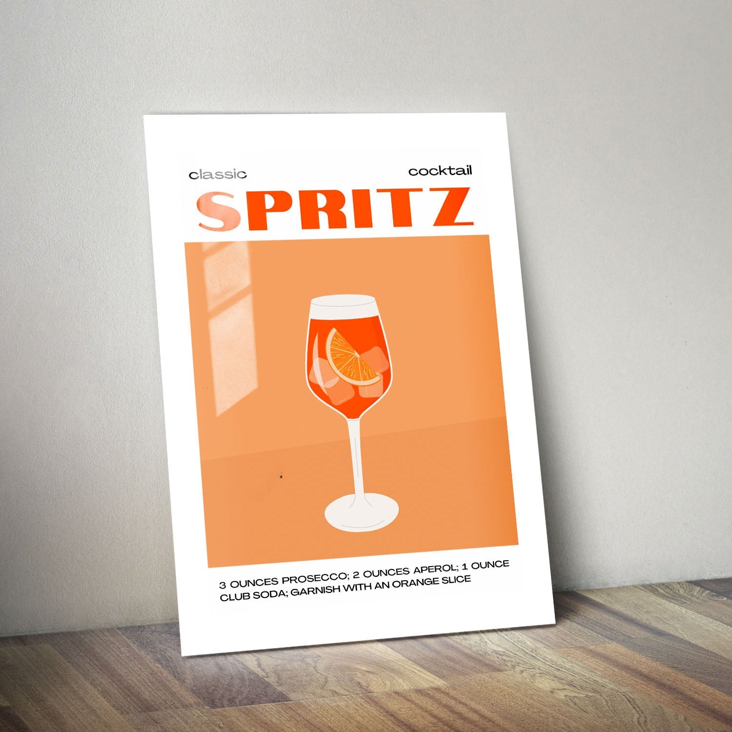 Wes Co Gallery Metal Poster Classic Aperol Spritz Cocktail Poster 11" x 14" Home Goods - Coffee White border only Metal Art Print