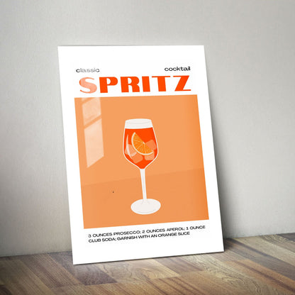 Wes Co Gallery Metal Poster Classic Aperol Spritz Cocktail Poster 11" x 14" Home Goods - Coffee White border only Metal Art Print