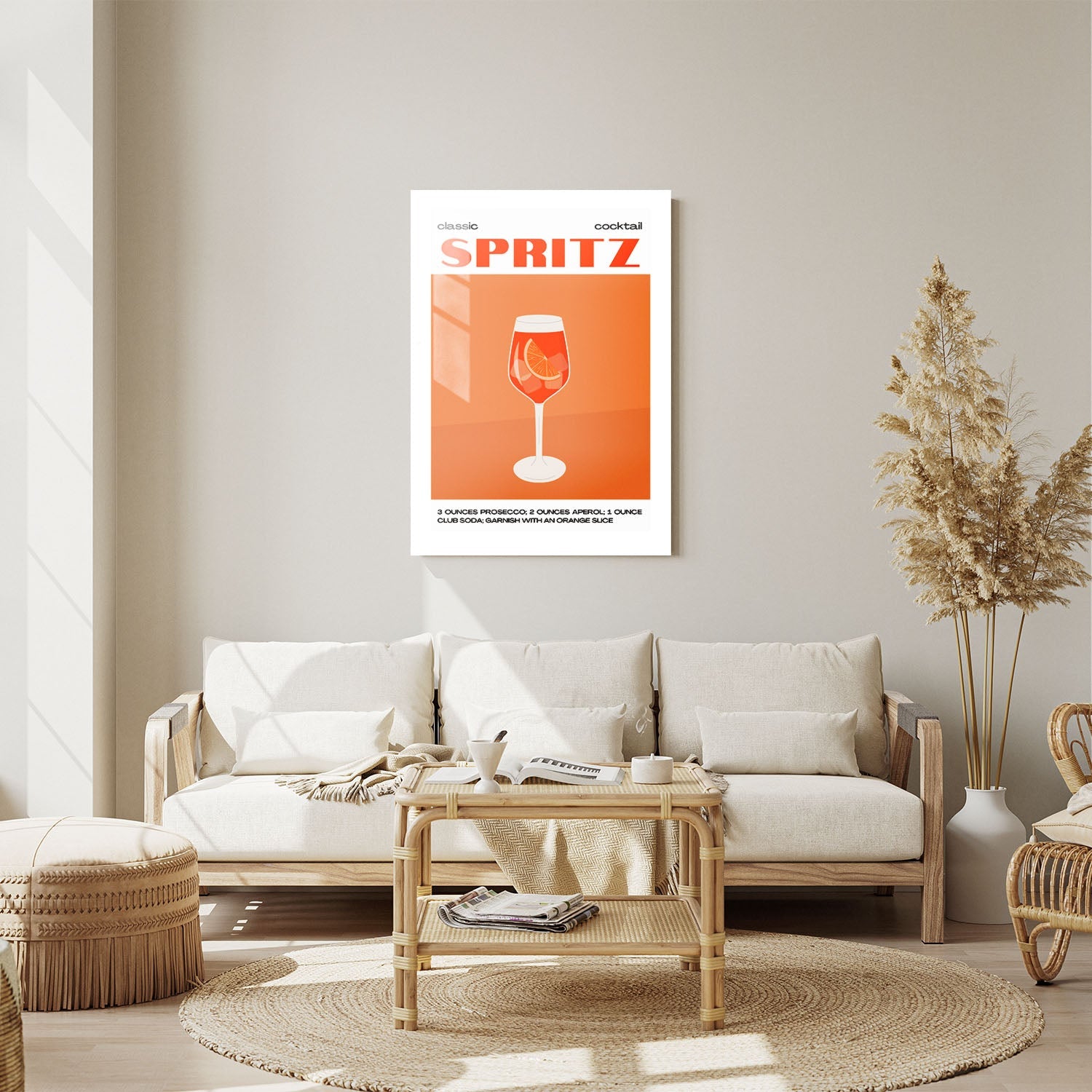 Wes Co Gallery Metal Poster Classic Aperol Spritz Cocktail Poster 11" x 14" Home Goods - Coffee White border only Metal Art Print