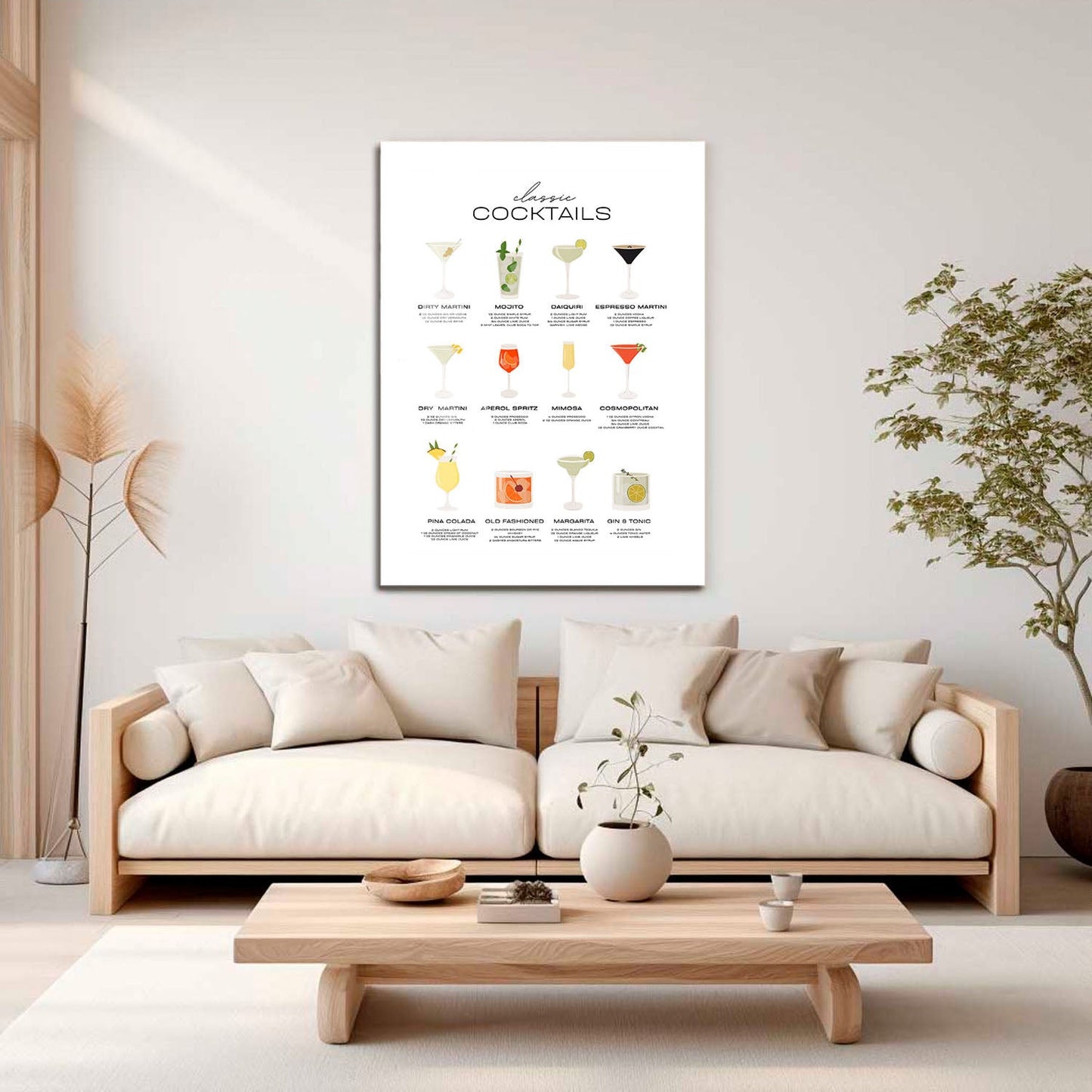 Wes Co Gallery Metal Poster Classic Cocktail Collection Poster 16" x 24" Home Goods - Coffee White border only Metal Art Print