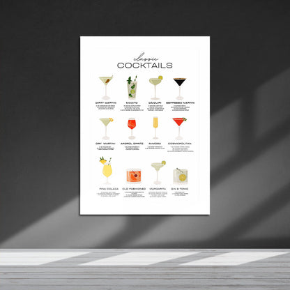 Wes Co Gallery Metal Poster Classic Cocktail Collection Poster 16" x 24" Home Goods - Coffee White border only Metal Art Print