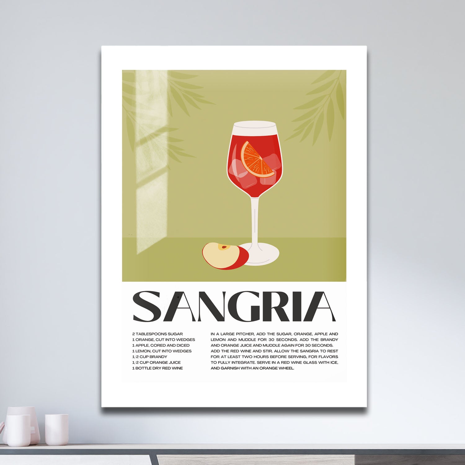 Wes Co Gallery Metal Poster Refreshing Sangria Recipe Poster 11" x 17" Home Goods - Coffee White border only Metal Art Print