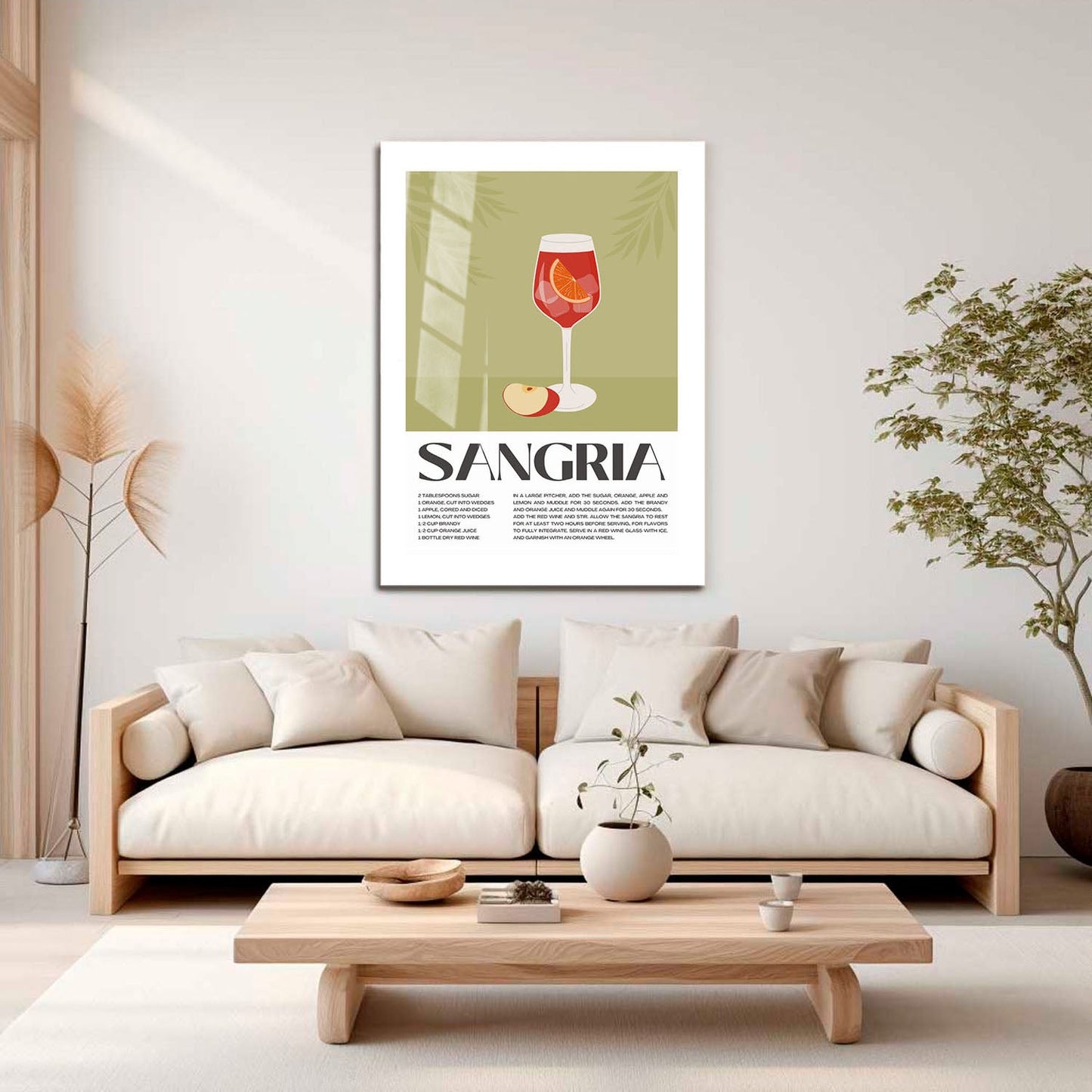 Wes Co Gallery Metal Poster Refreshing Sangria Recipe Poster 16" x 24" Home Goods - Coffee White border only Metal Art Print